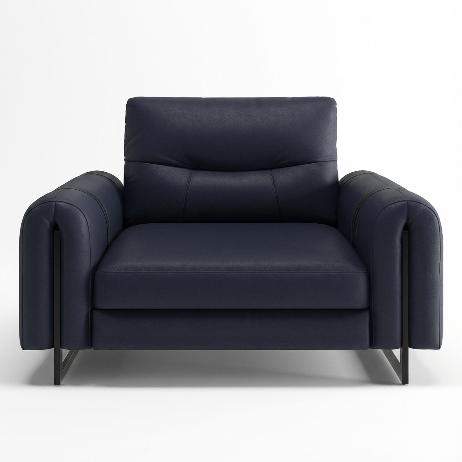 Fergus Relaxed Seat,Static Mechanism, 1 Seater Sofa, Arctic Blue Zenith Leather Essential