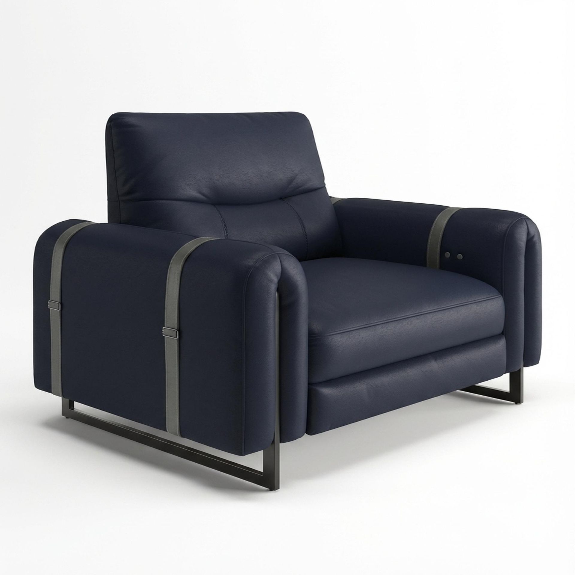 Fergus Relaxed Seat,Static Mechanism, 1 Seater Sofa, Arctic Blue Zenith Leather Essential