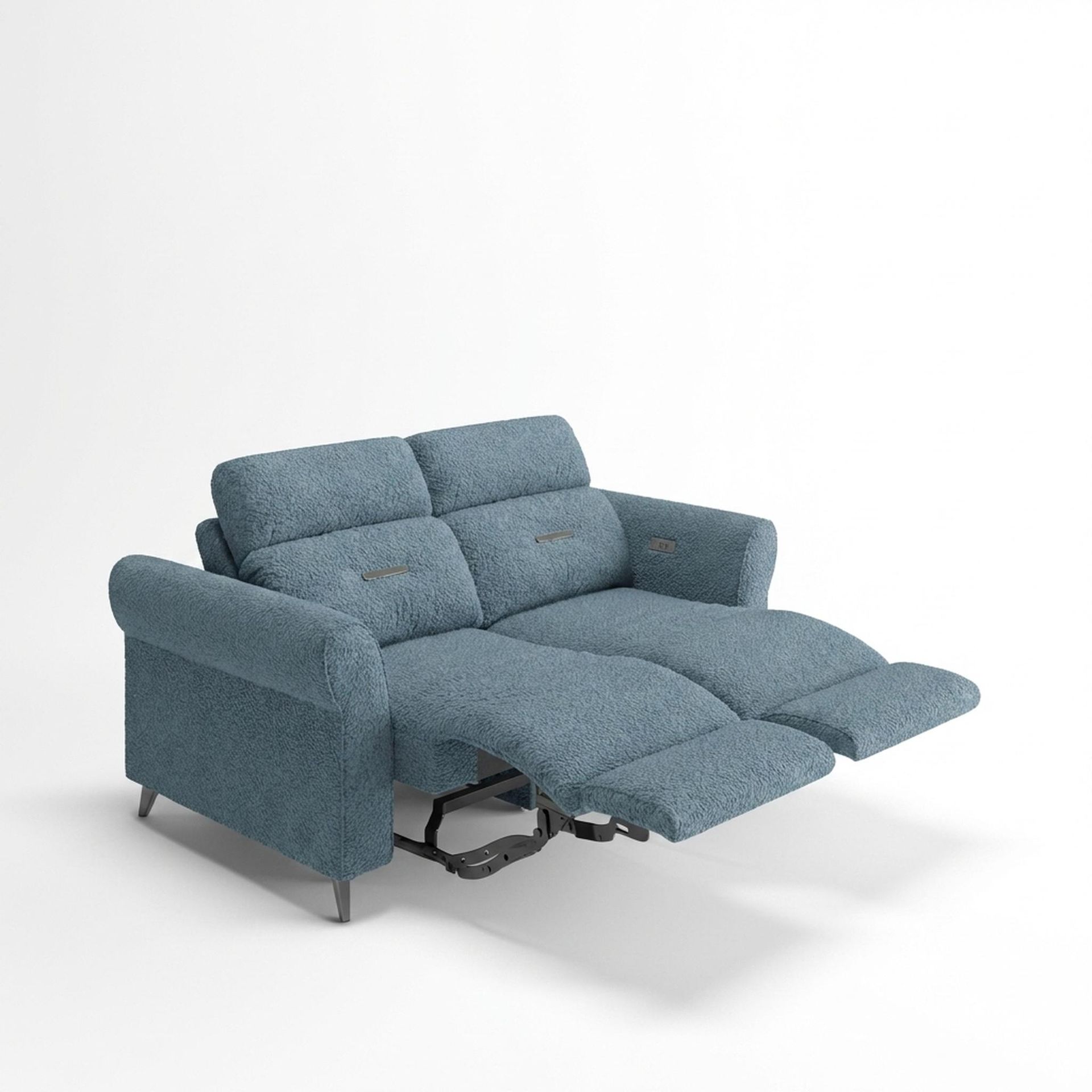 Florian Compact Seat,Electric Recliner Mechanism, 2 Seater ( 2 RR), Steel Mist Elite