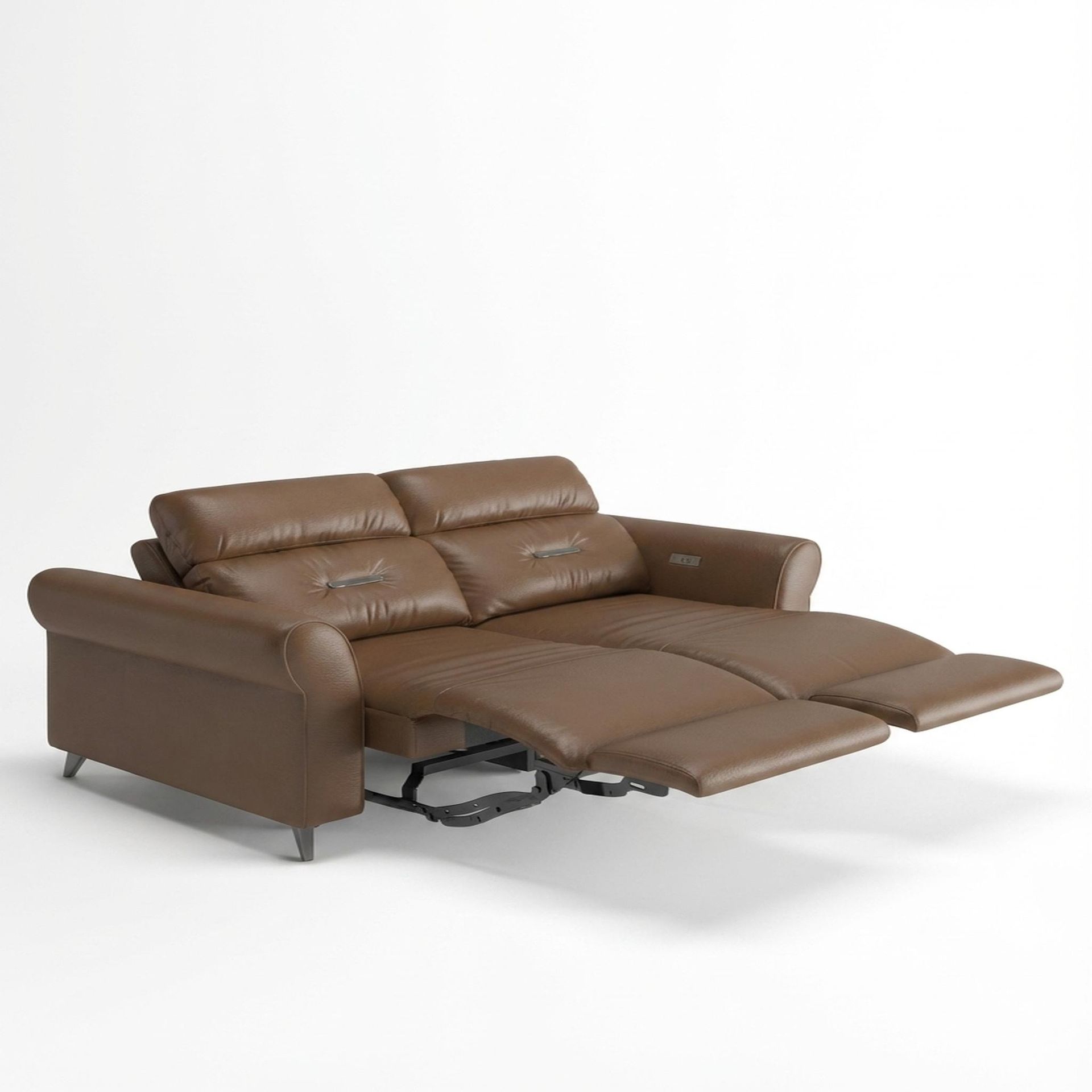Florian Compact Seat,Electric Recliner Mechanism, 2 Seater ( 2 RR), Cocoa Velvet Vegan Leather