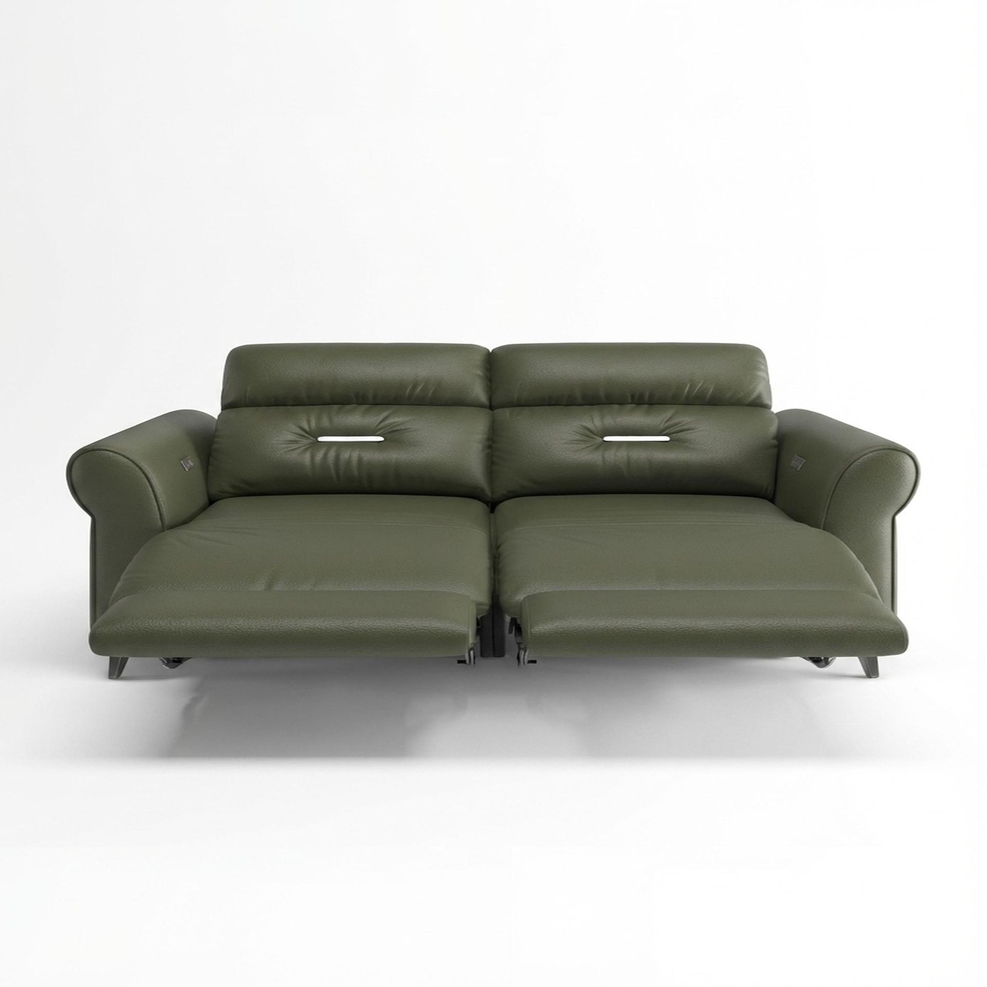 Florian Compact Seat,Electric Recliner Mechanism, 2 Seater ( 2 RR), Olivewood Vegan Leather