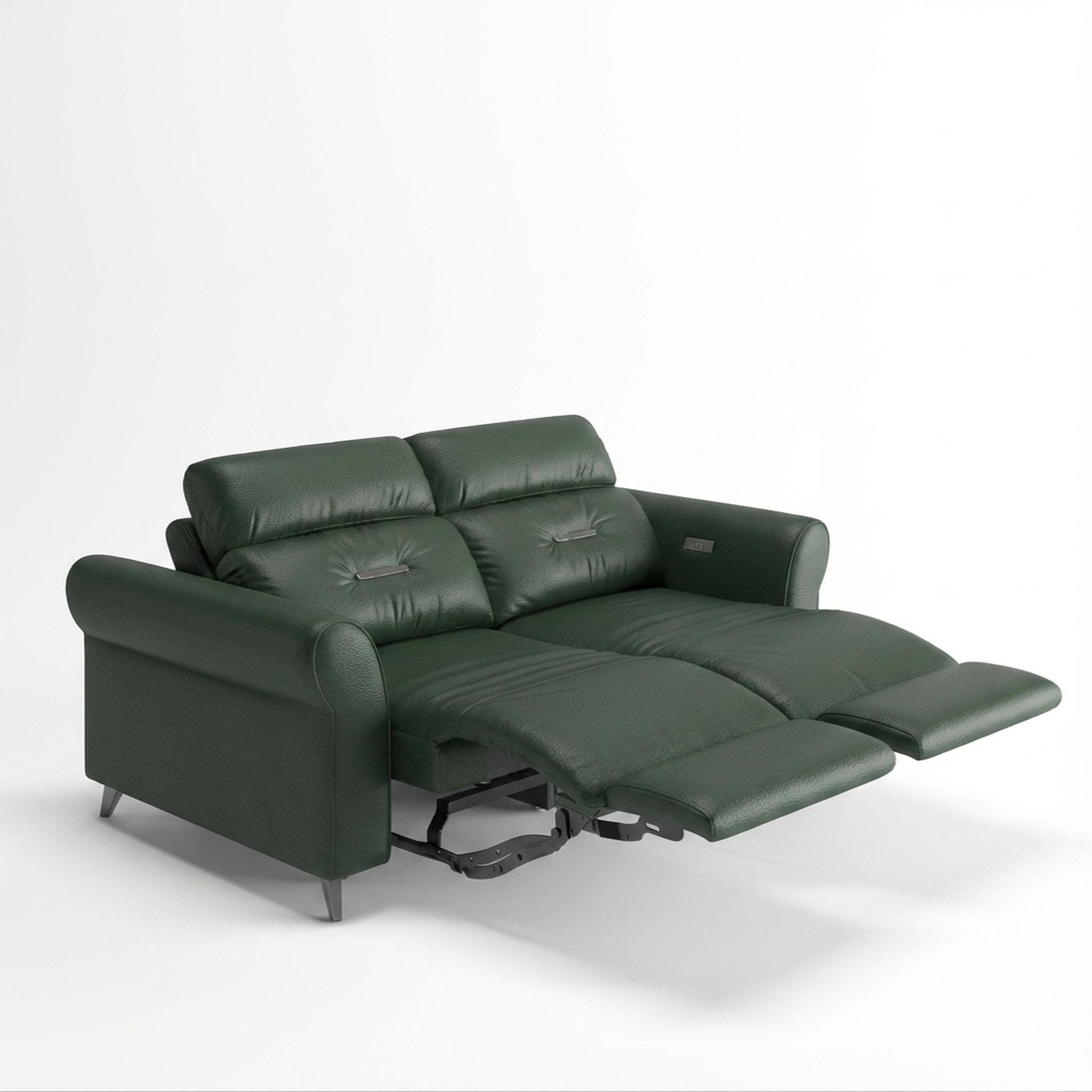 Florian Compact Seat,Electric Recliner Mechanism, 2 Seater ( 2 RR), Valencia Green Vegan Leather