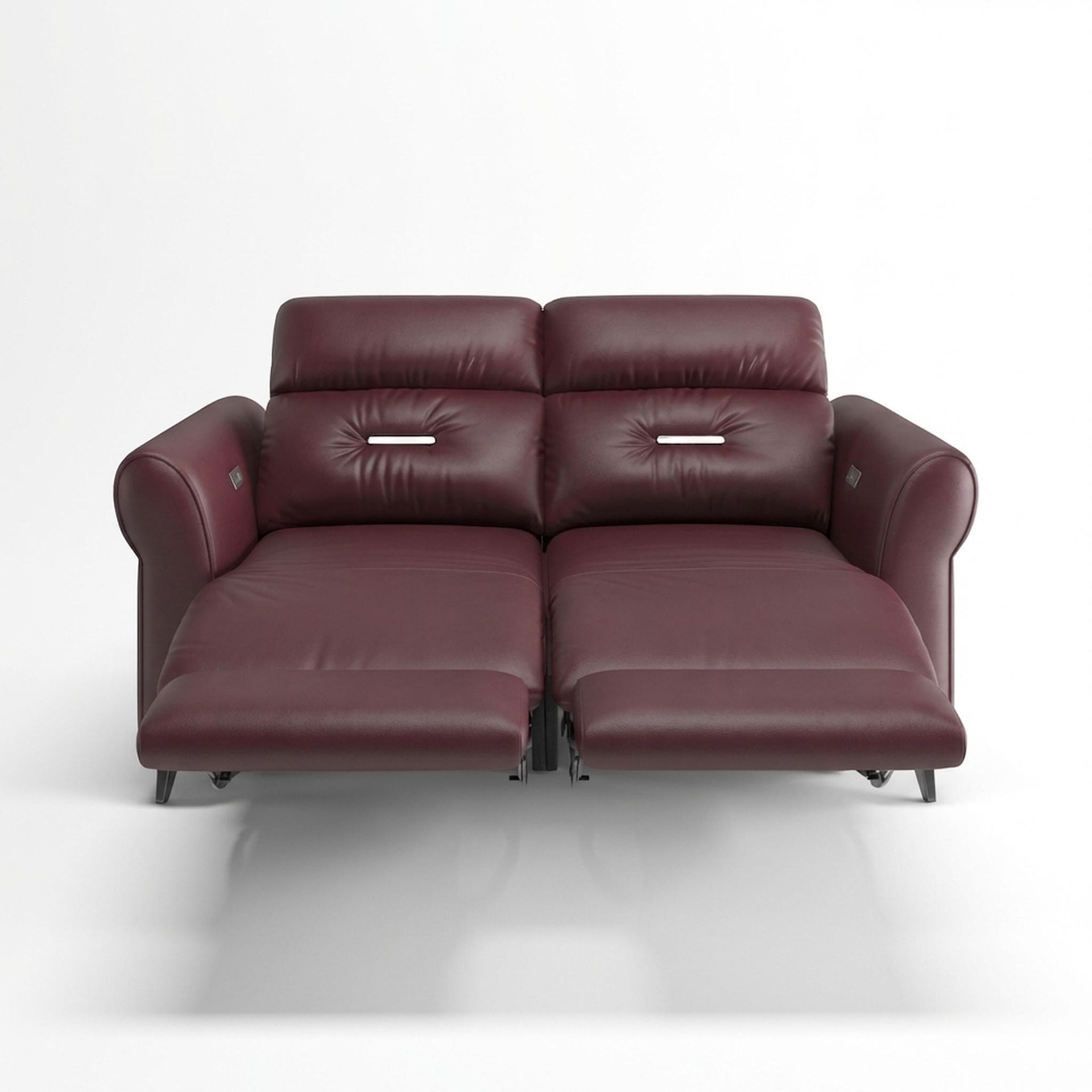Florian Compact Seat,Electric Recliner Mechanism, 2 Seater ( 2 RR), Victorian Rosso Grandeur Leather Essential