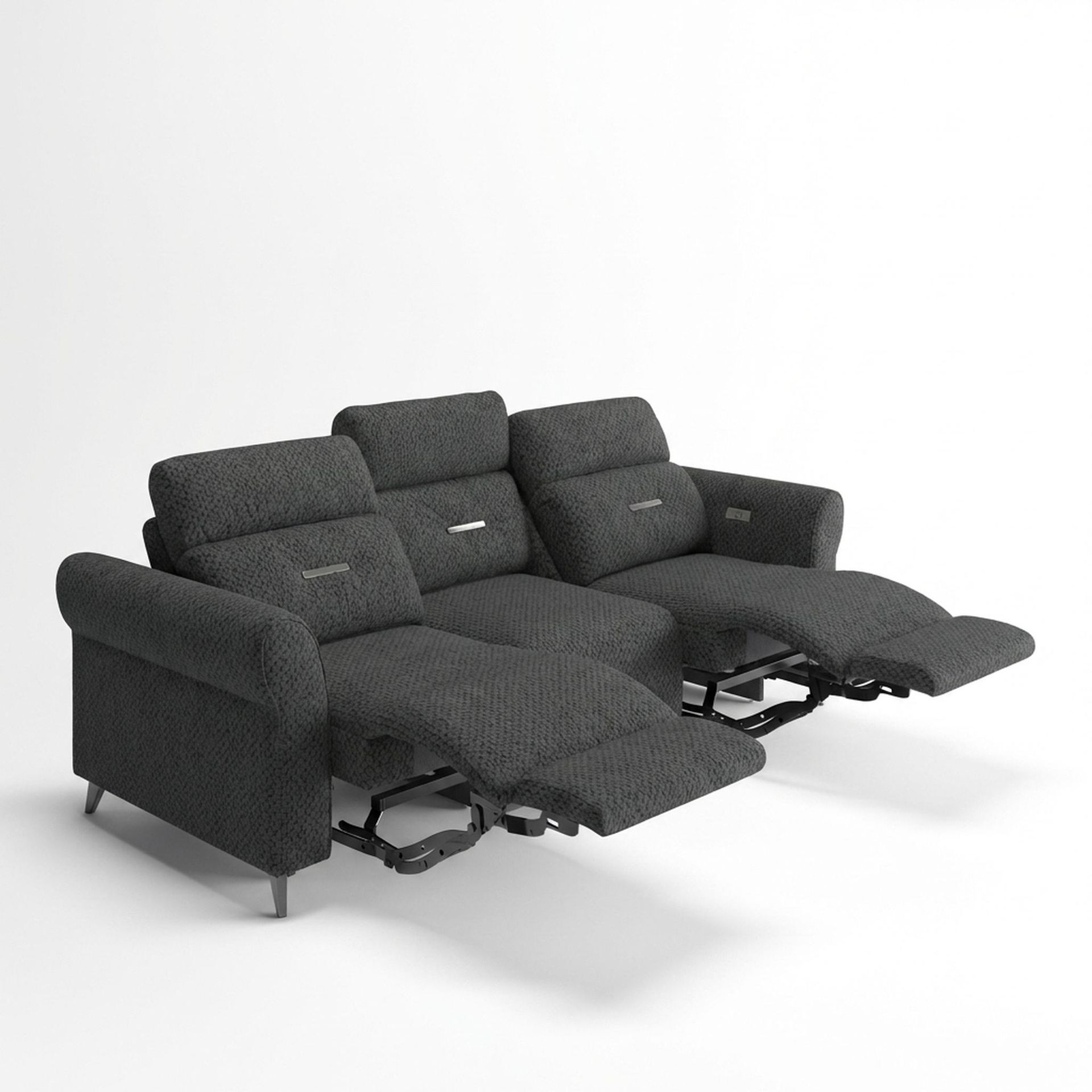 Florian Compact Seat,Electric Recliner Mechanism, 3 Seater (2 RR), Graphite Charcoal Elite