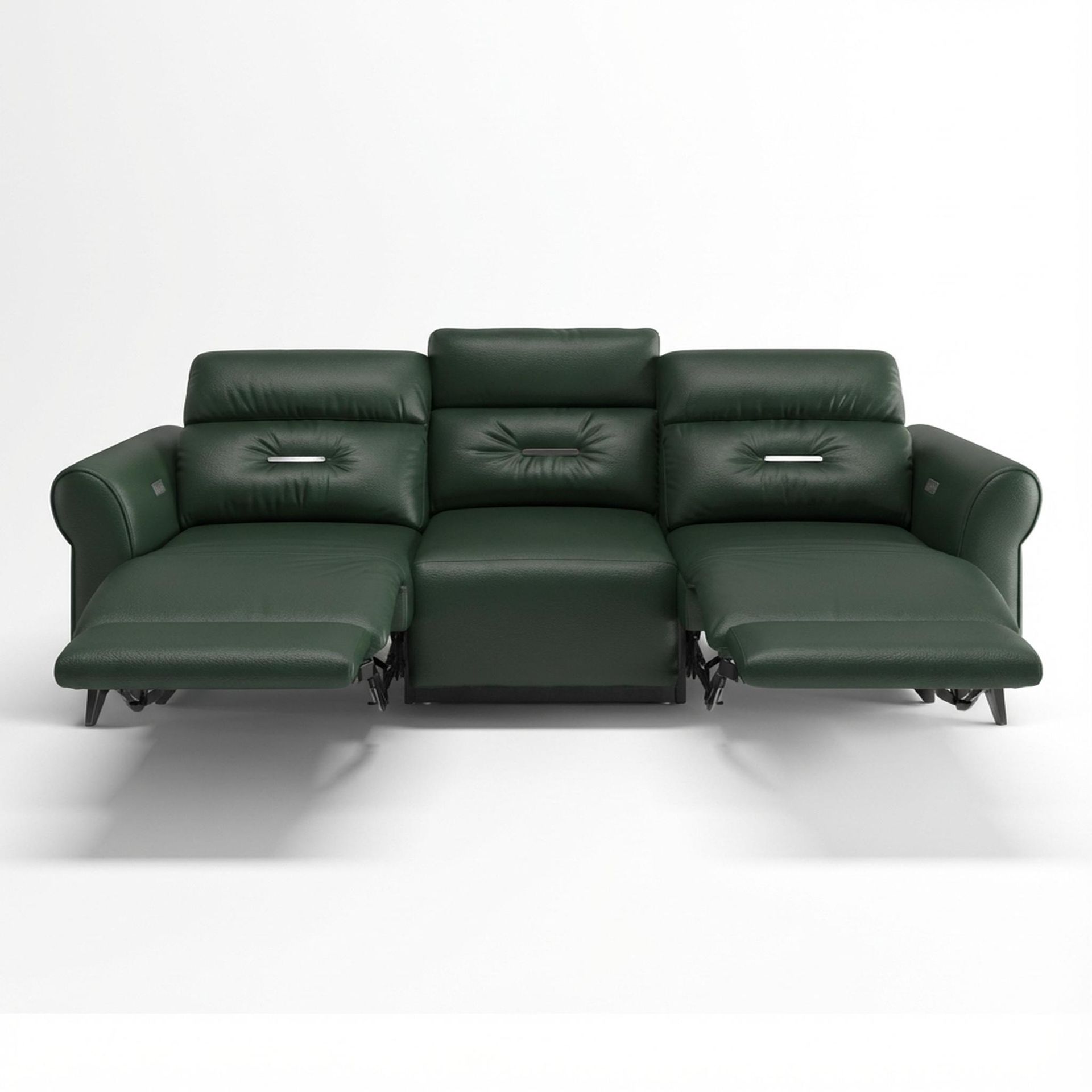 Florian Compact Seat,Electric Recliner Mechanism, 3 Seater (2 RR), Valencia Green Vegan Leather