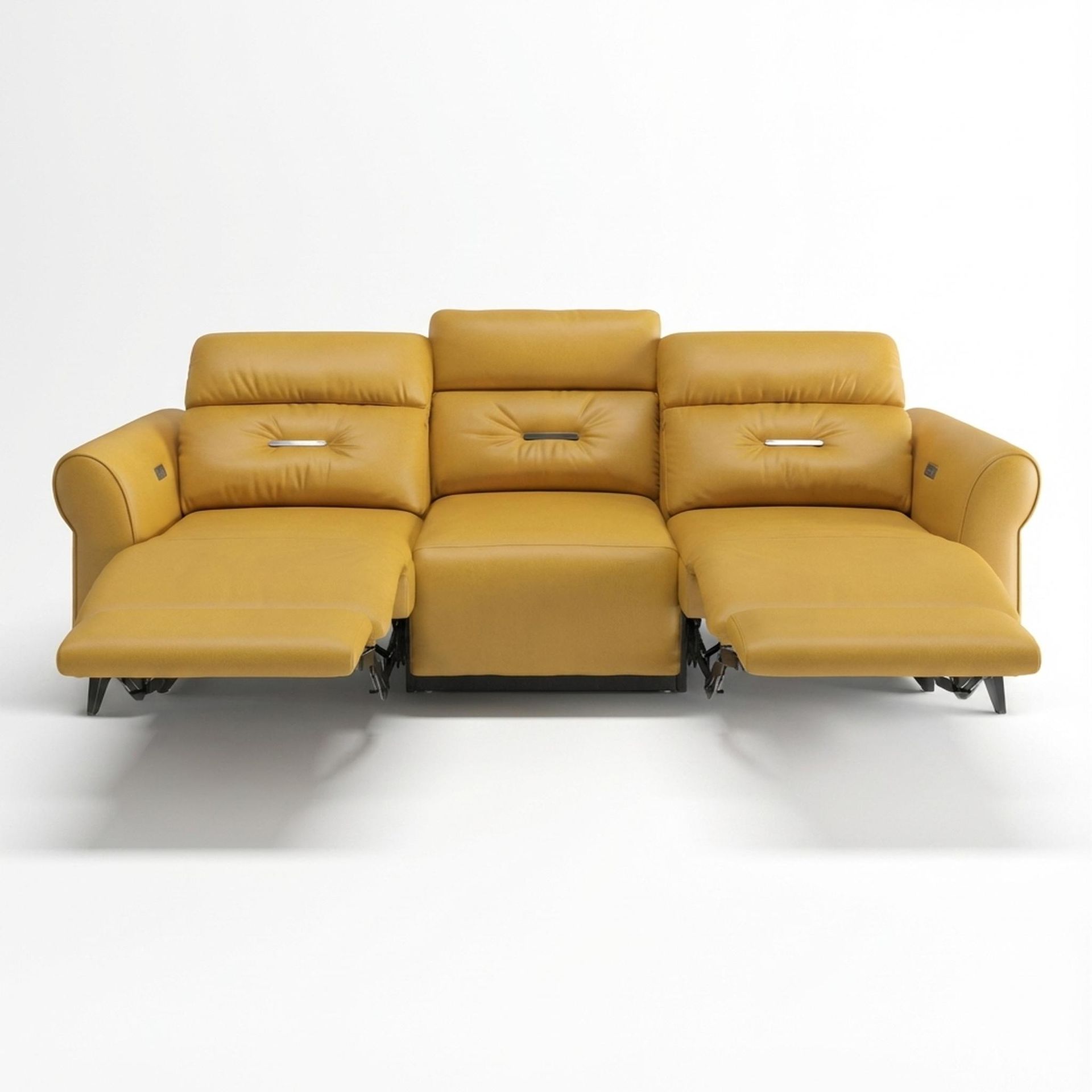 Florian Compact Seat,Electric Recliner Mechanism, 3 Seater (2 RR), Golden Temple Aura Leather Essential