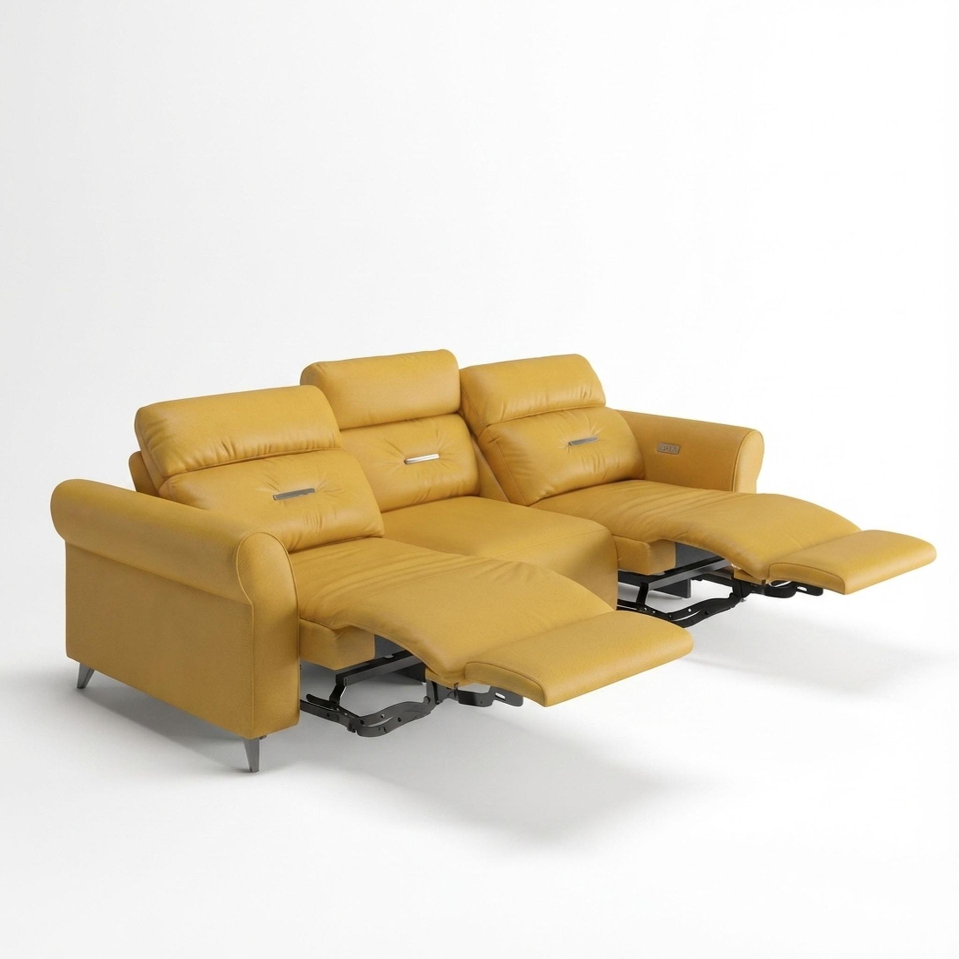Florian Compact Seat,Electric Recliner Mechanism, 3 Seater (2 RR), Golden Temple Aura Leather Essential
