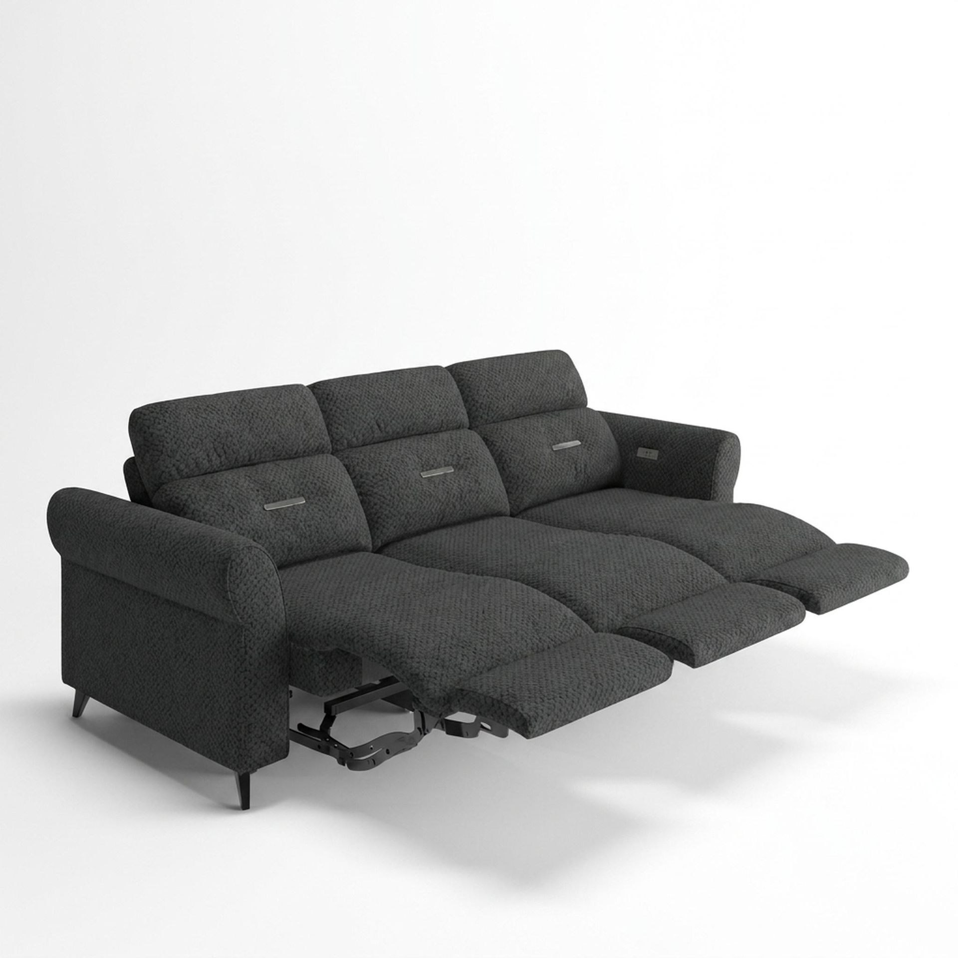 Florian Compact Seat,Electric Recliner Mechanism, 3 Seater (3 RR), Graphite Charcoal Elite