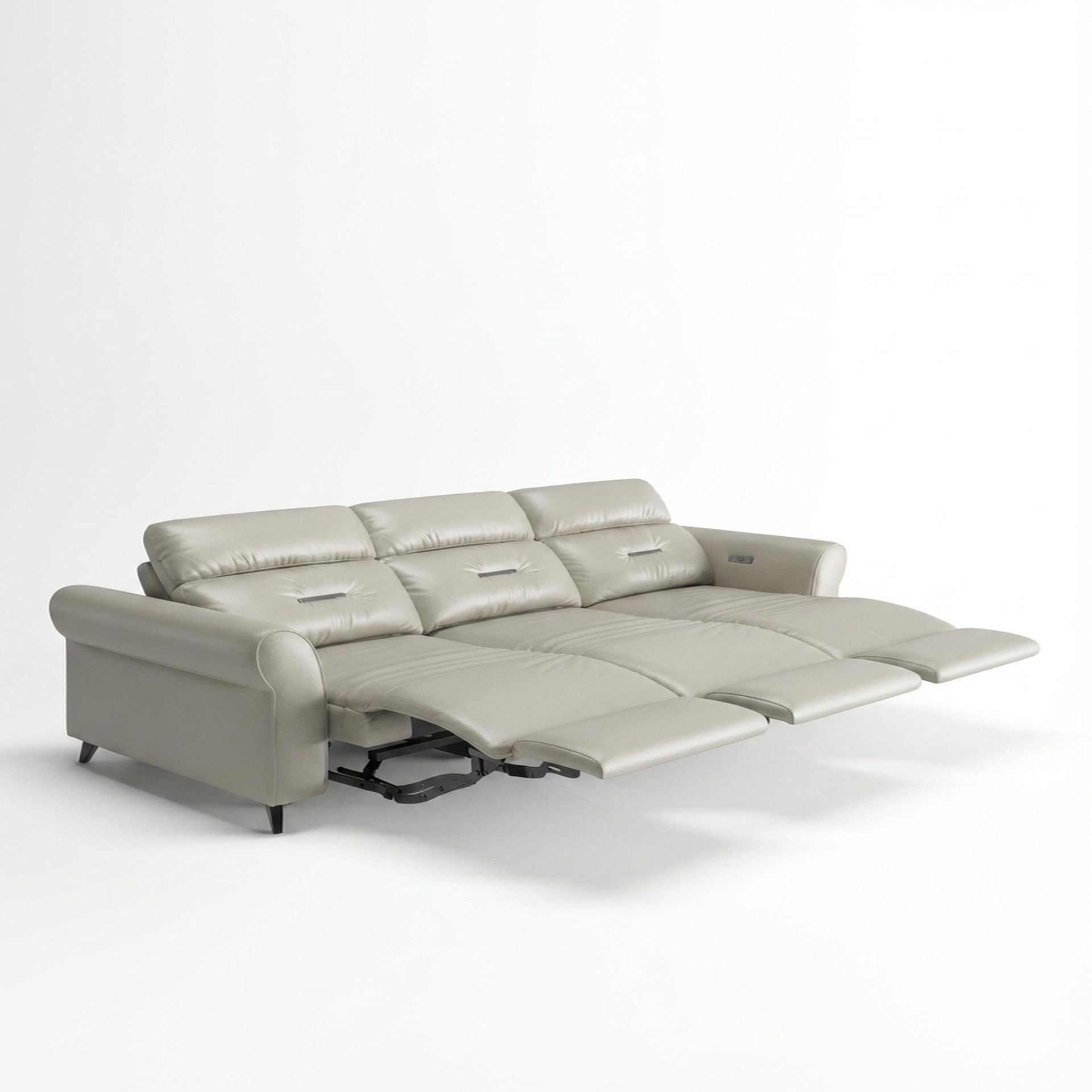 Florian Compact Seat,Electric Recliner Mechanism, 3 Seater (3 RR), Alabaster Veil Vegan Leather