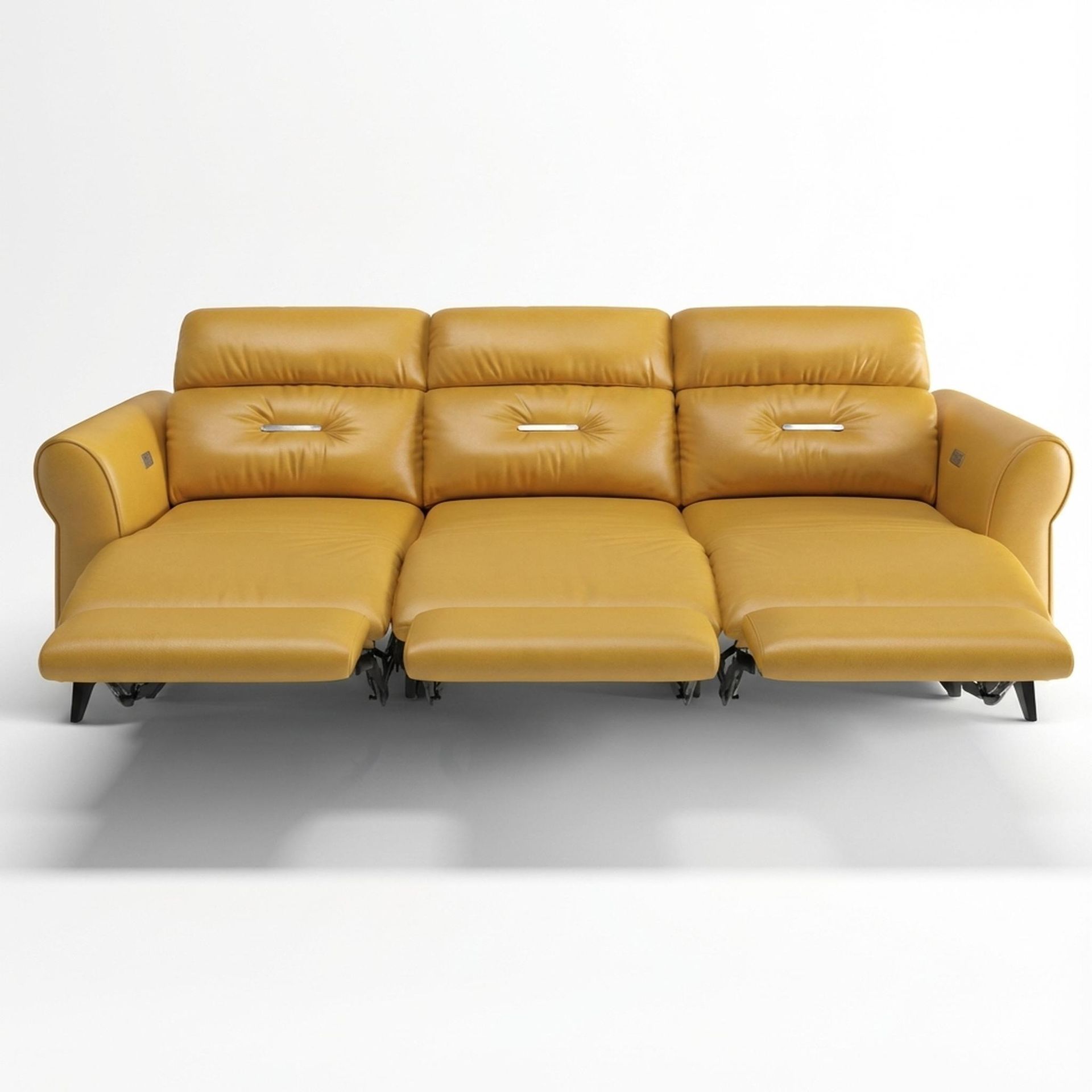 Florian Compact Seat,Electric Recliner Mechanism, 3 Seater (3 RR), Golden Temple Aura Leather Essential