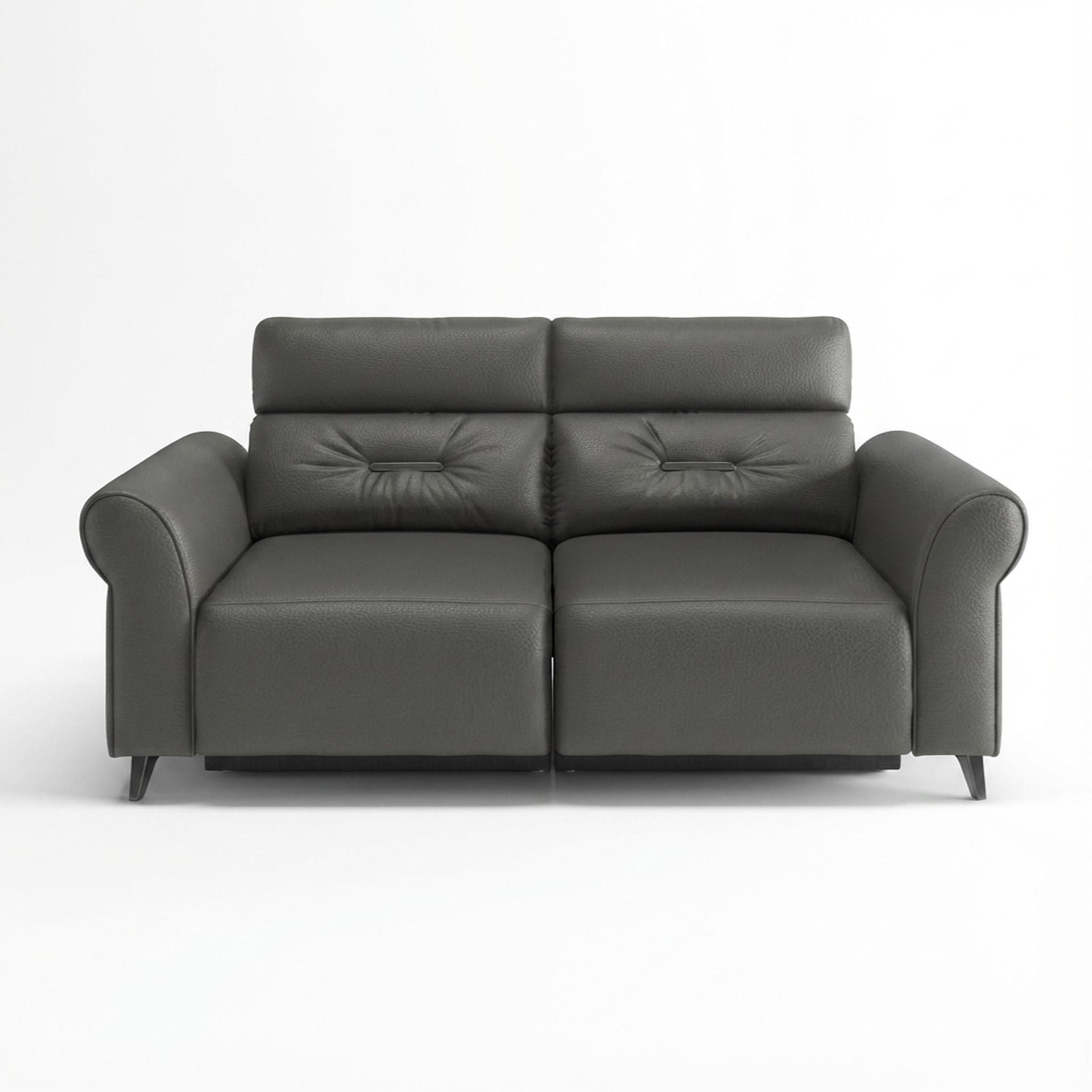 Florian Compact Seat,Static Mechanism, 2 Seater Sofa, Chelsea Grey Aura Leather Essential