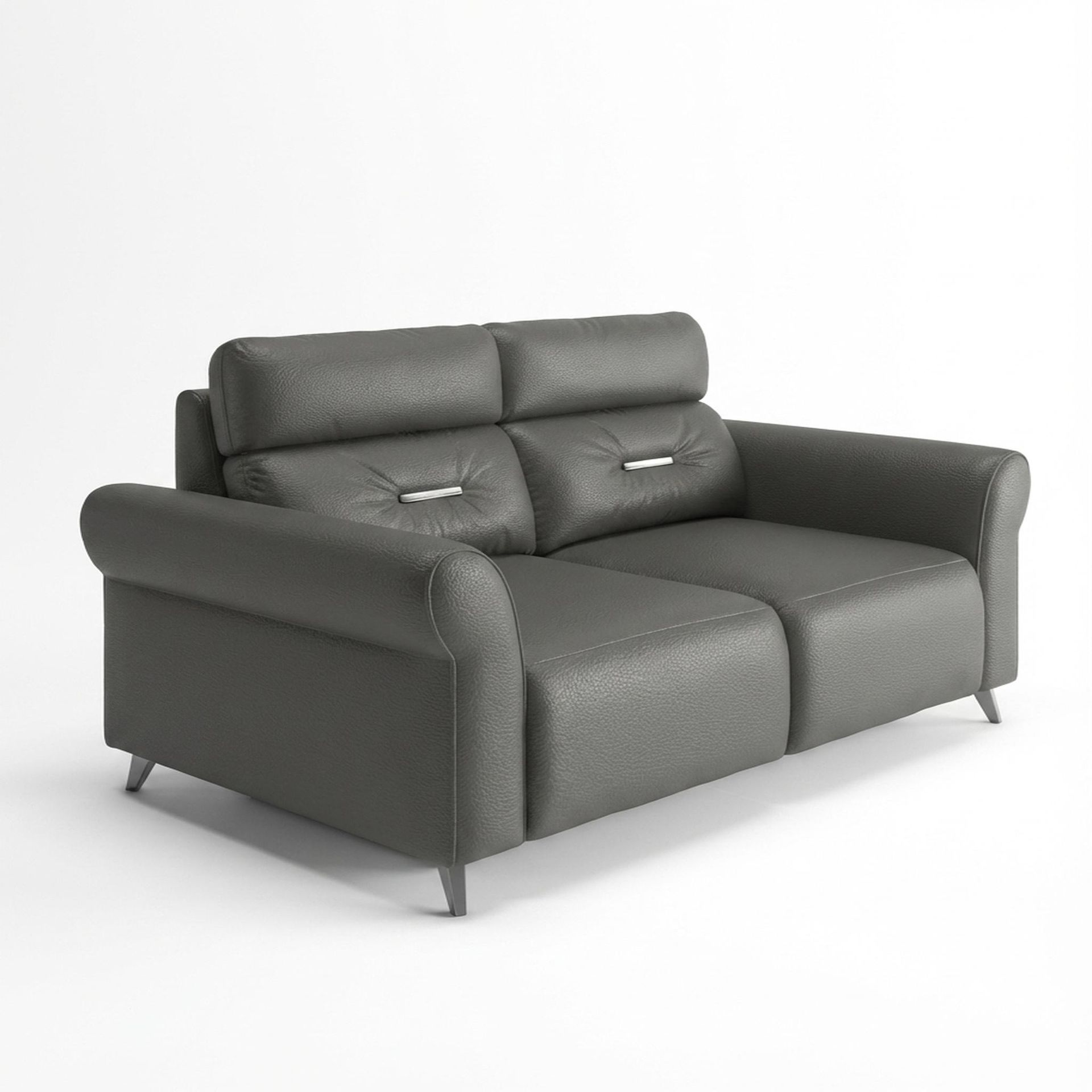Florian Compact Seat,Static Mechanism, 2 Seater Sofa, Chelsea Grey Aura Leather Essential