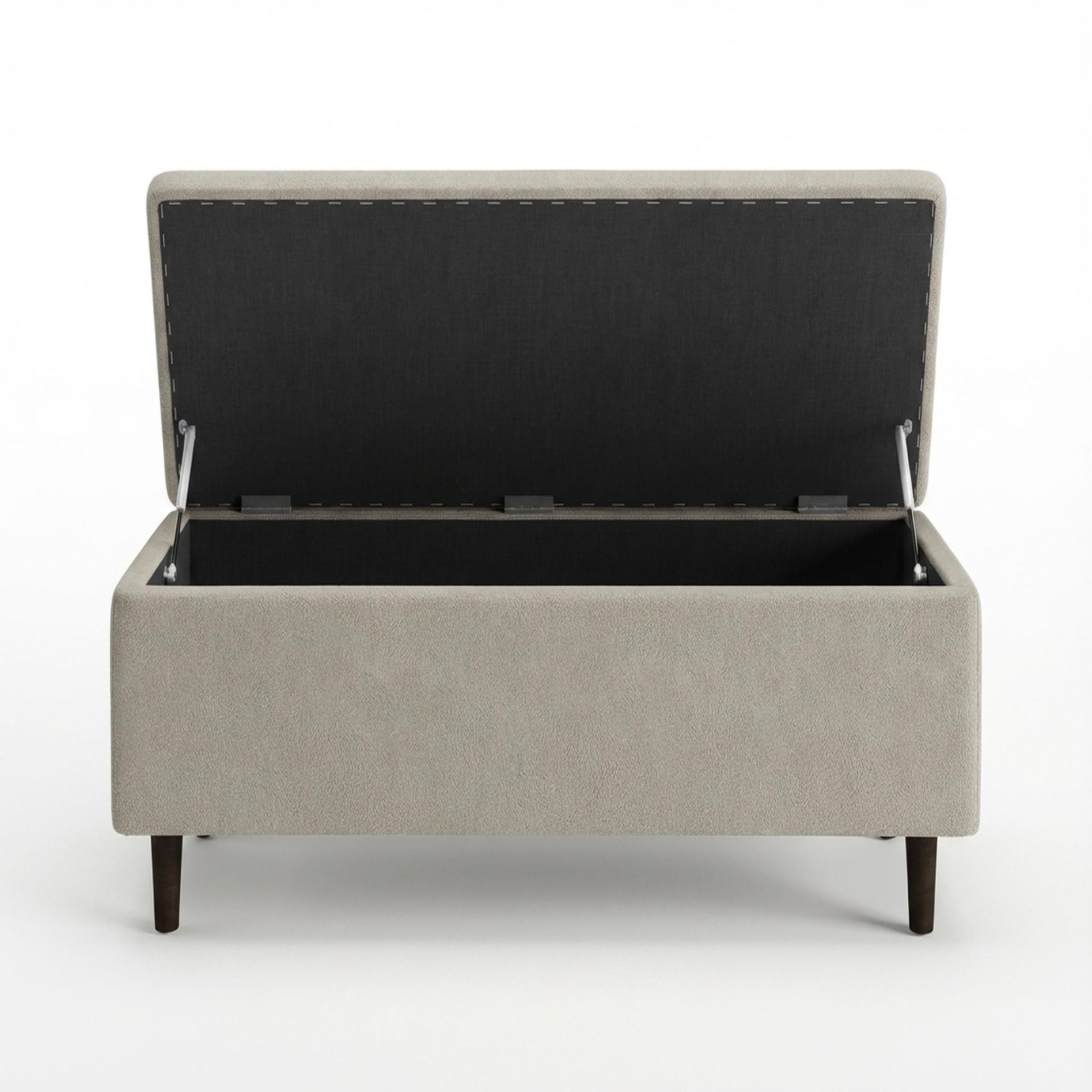Hayden Home Premium Classic Tufted Hideaway Bench, Coco Walnut Legs, Essential Bone Upholstery