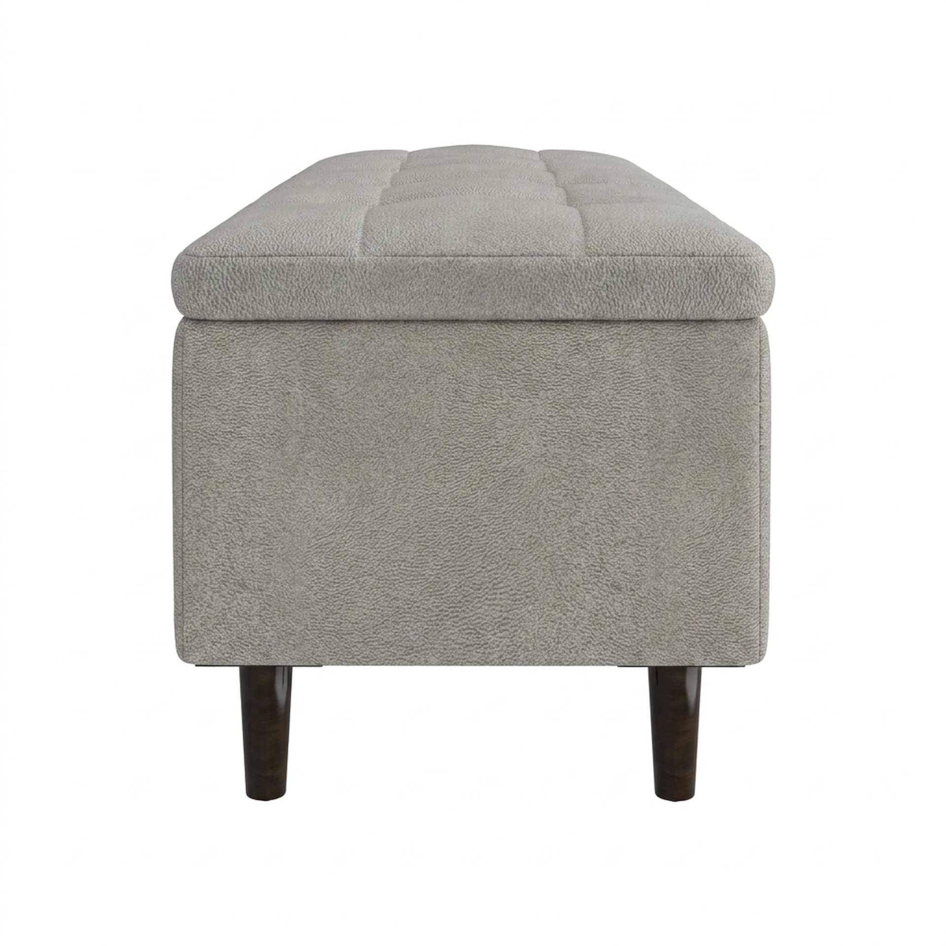 Hayden Home Premium Classic Tufted Hideaway Bench, Coco Walnut Legs, Essential Bone Upholstery