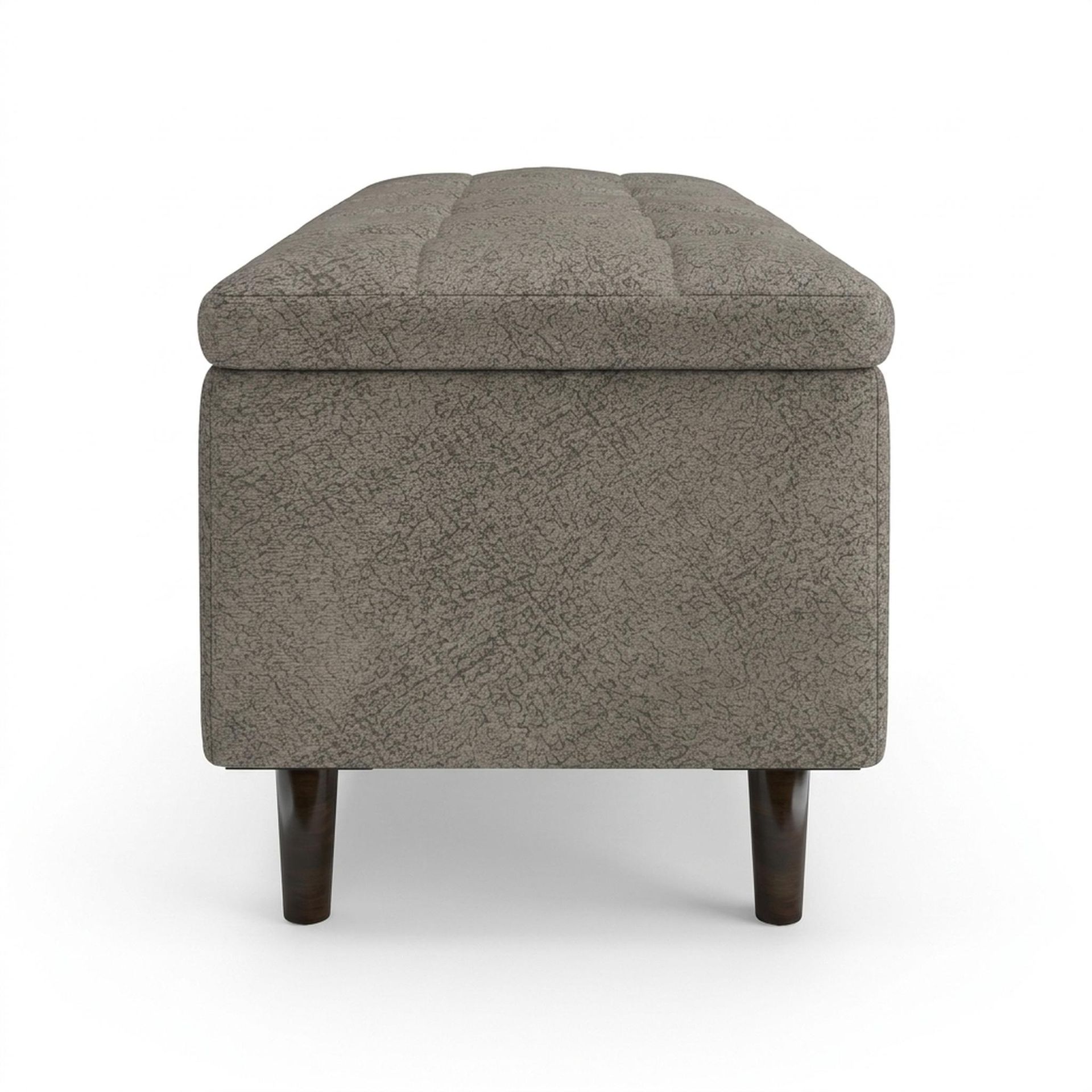 Hayden Home Premium Classic Tufted Hideaway Bench, Coco Walnut Legs, Essential Biscuit Upholstery