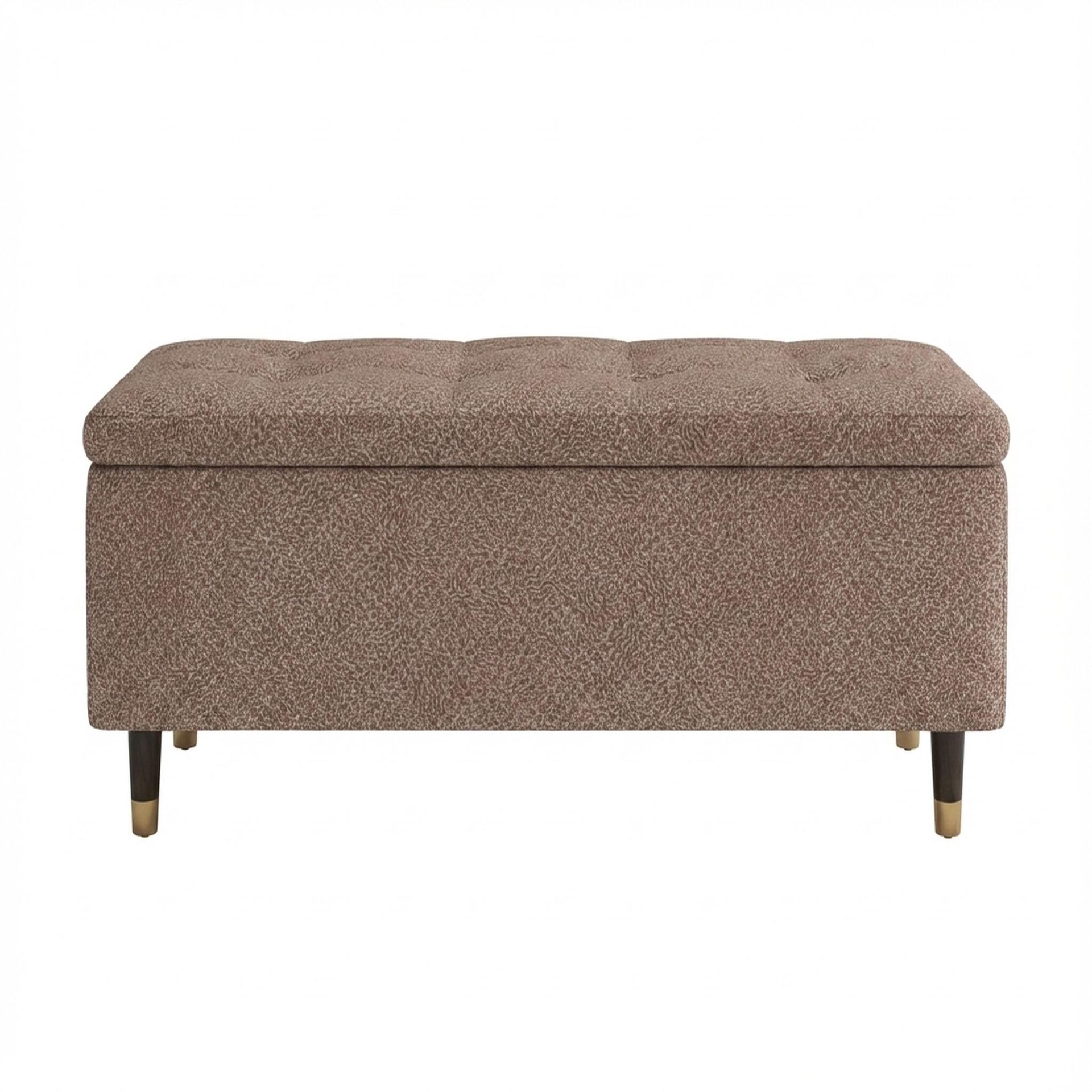 Hayden Home Premium Classic Tufted Hideaway Bench, Coco Walnut Legs, Essential Ballet Slipper Upholstery