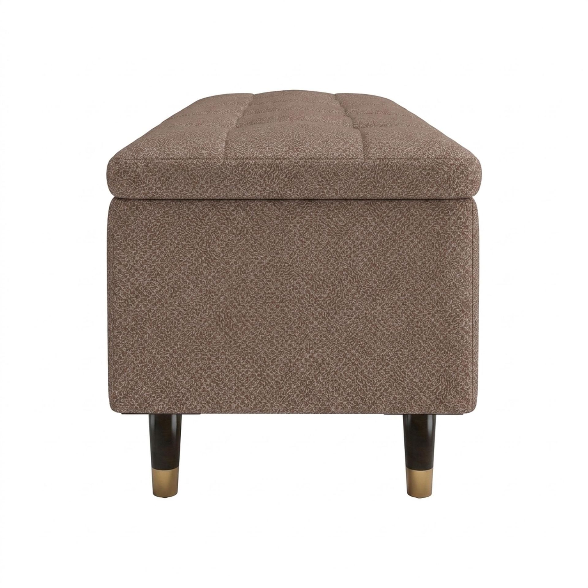 Hayden Home Premium Classic Tufted Hideaway Bench, Coco Walnut Legs, Essential Ballet Slipper Upholstery