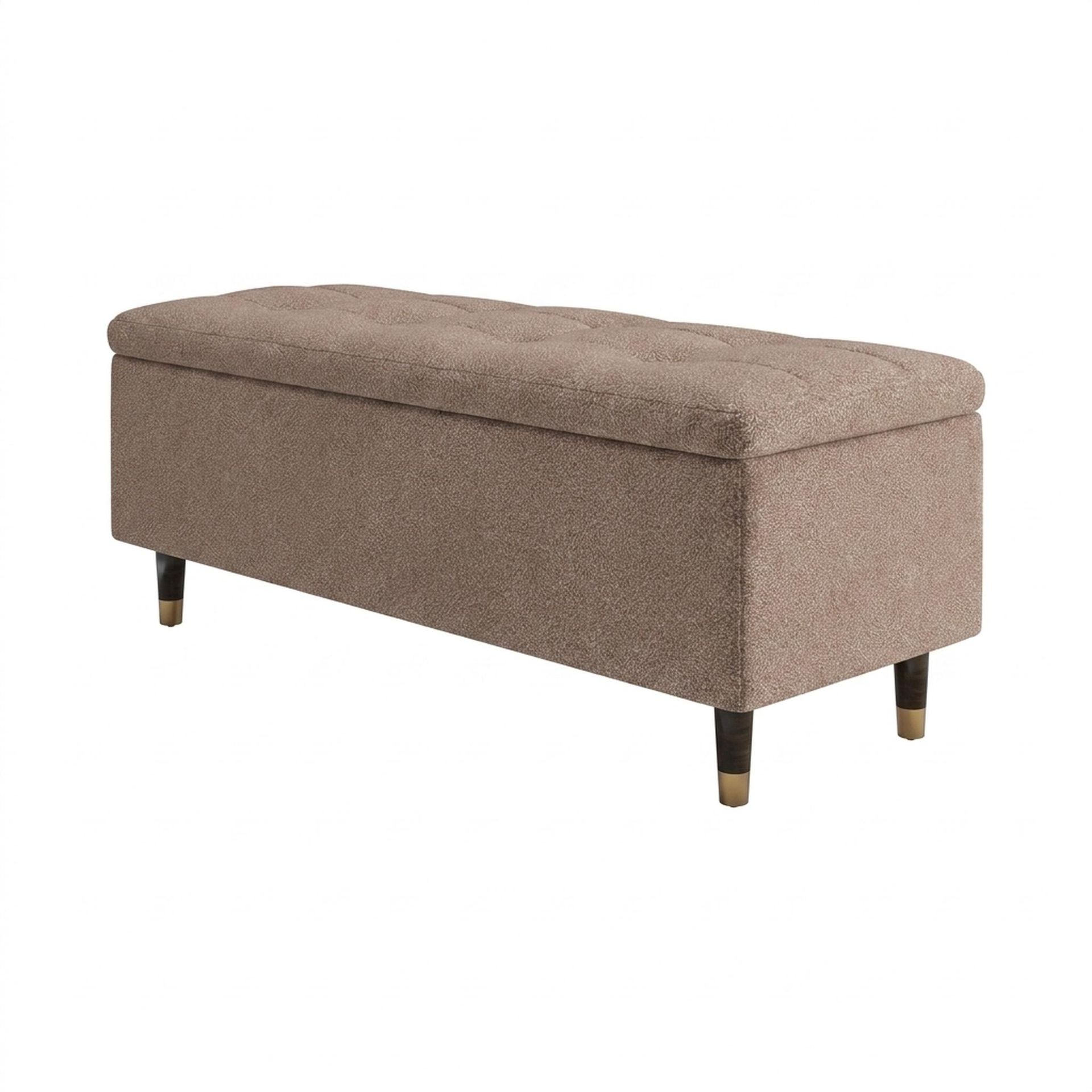 Hayden Home Premium Classic Tufted Hideaway Bench, Coco Walnut Legs, Essential Ballet Slipper Upholstery