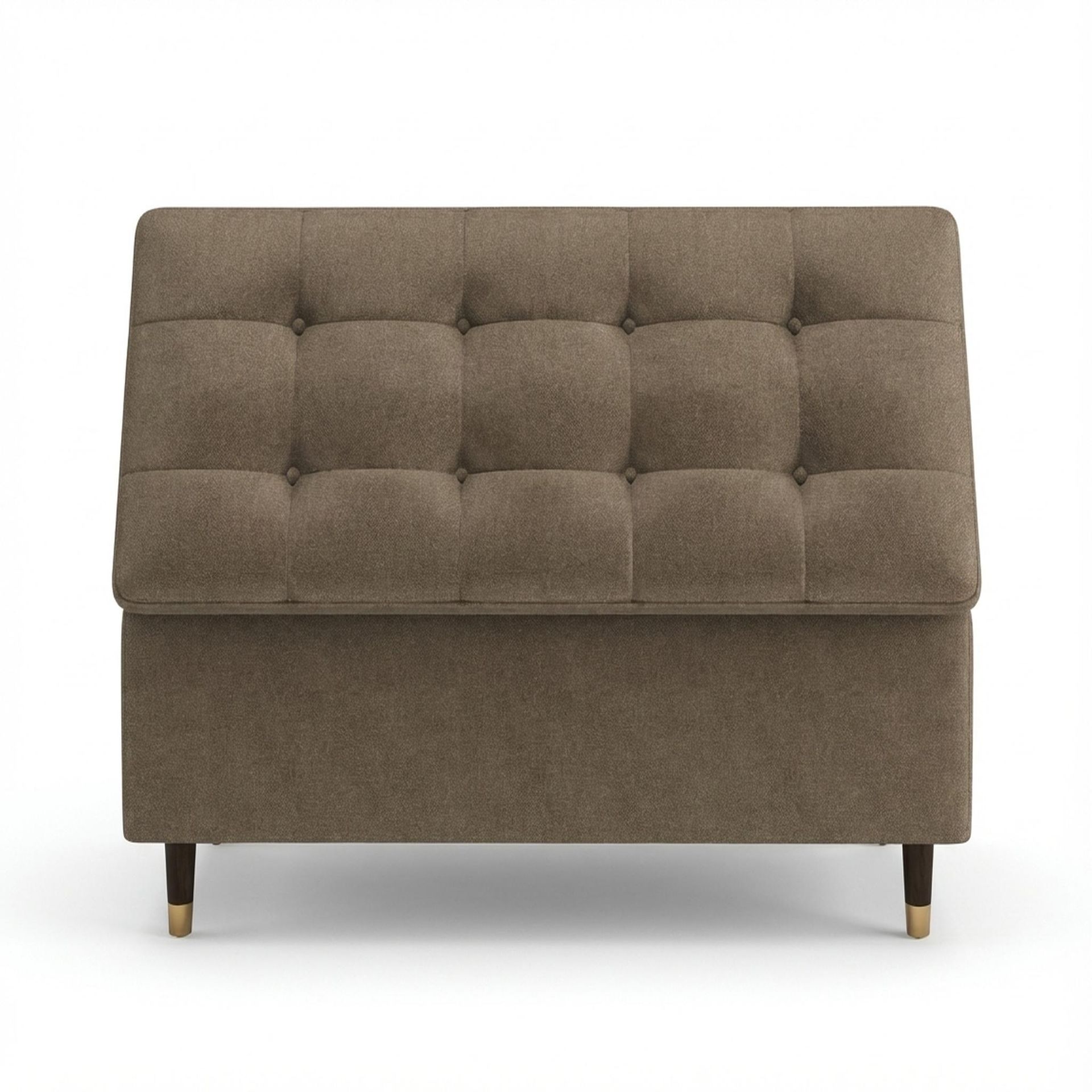 Hayden Home Premium Classic Tufted Hideaway Bench, Coco Walnut Legs, Premium Dusky Biege Upholstery