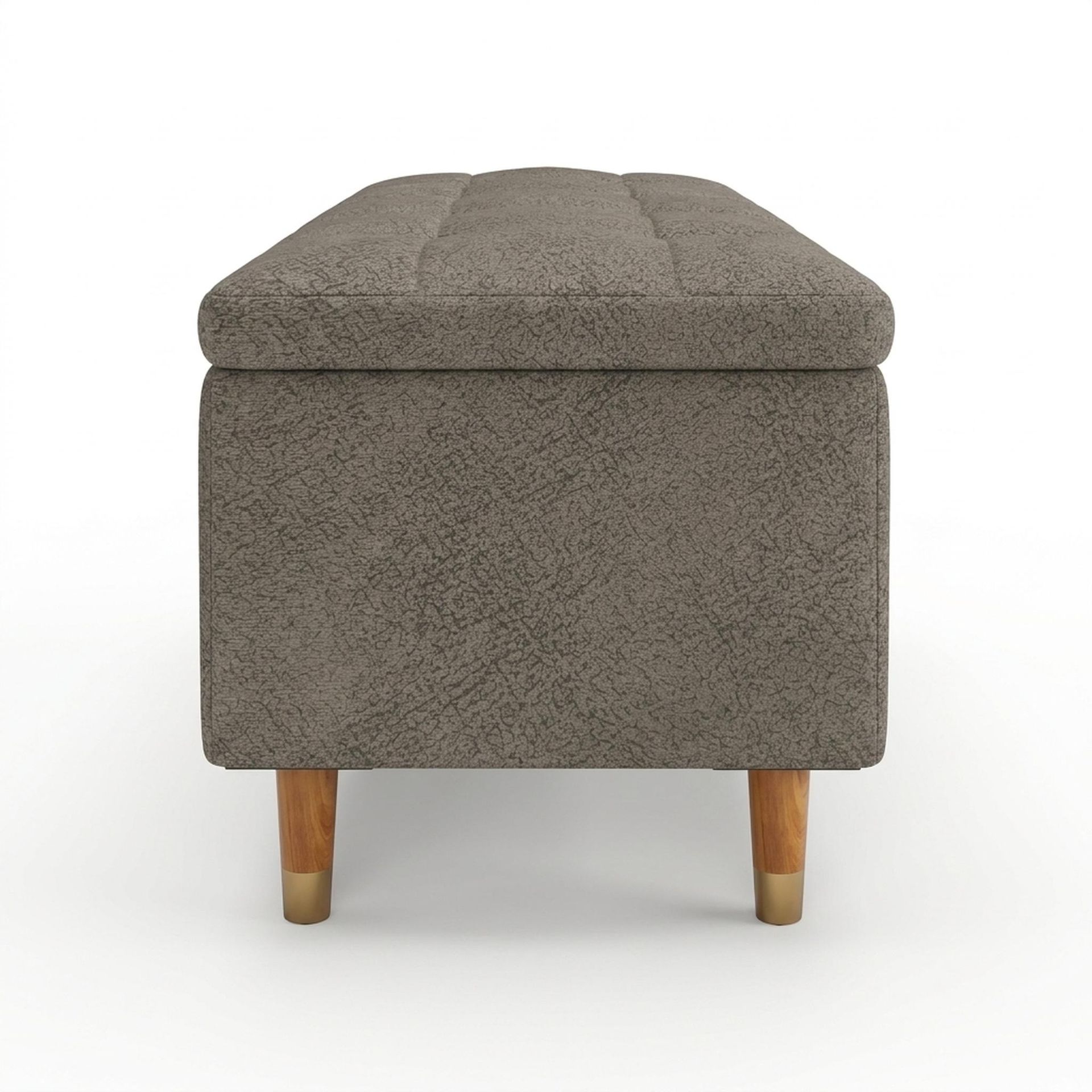 Hayden Home Premium Classic Tufted Hideaway Bench, Warm Cedar Legs, Essential Biscuit Upholstery