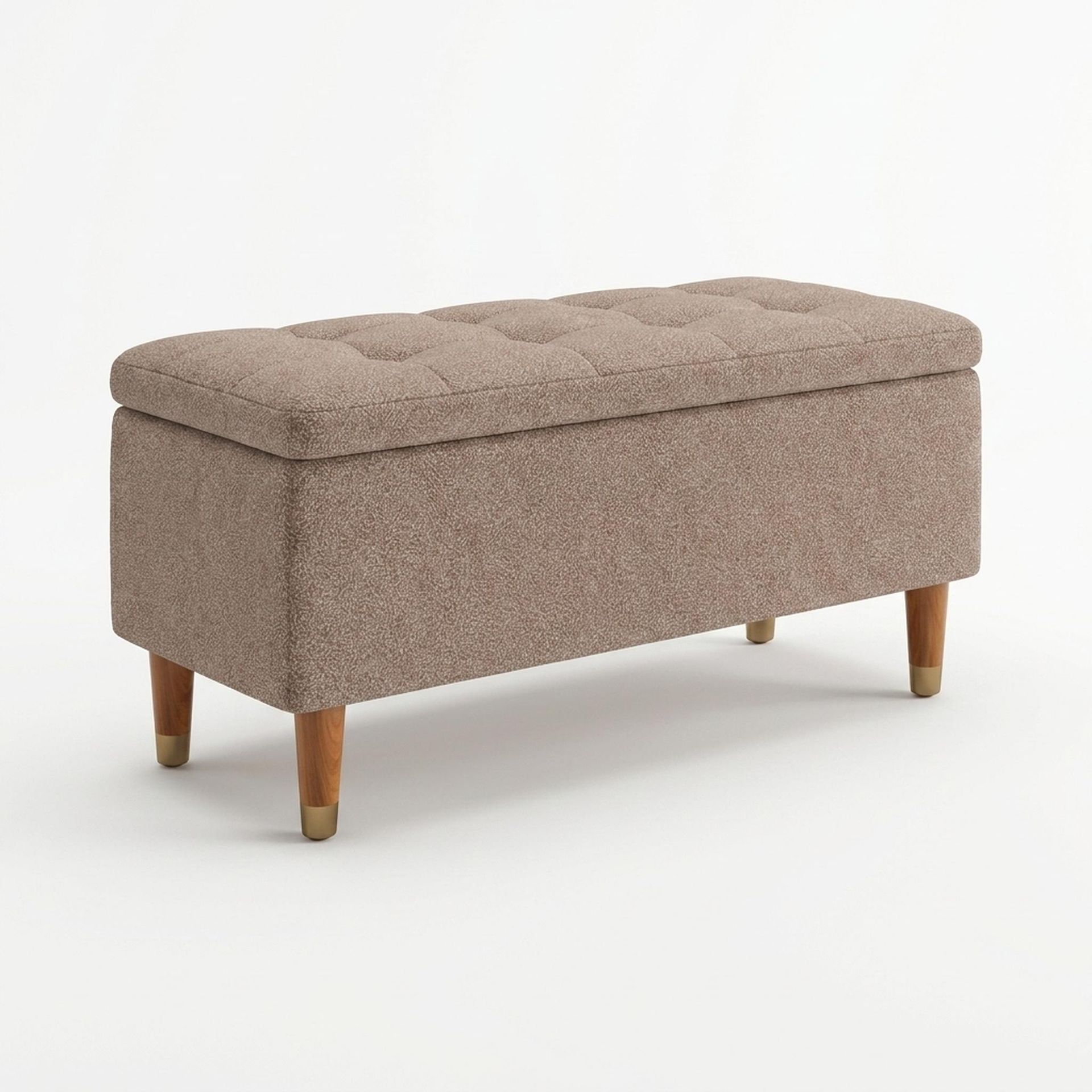 Hayden Home Premium Classic Tufted Hideaway Bench, Warm Cedar Legs, Essential Ballet Slipper Upholstery