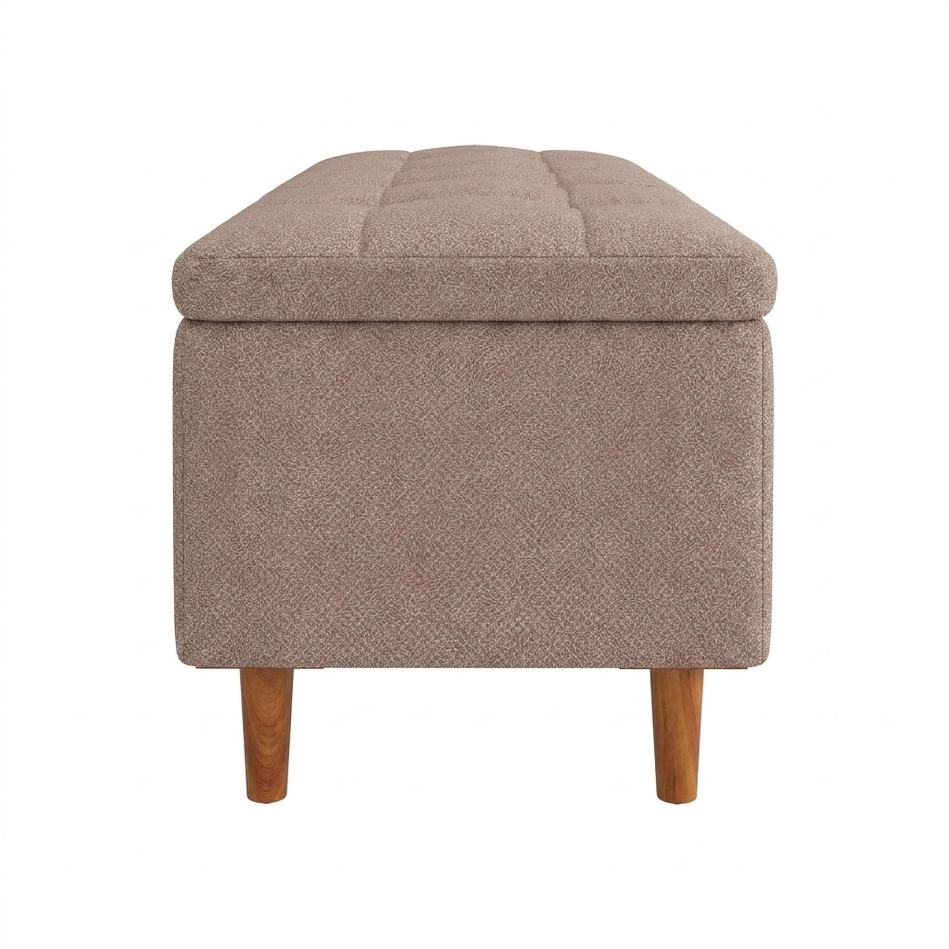 Hayden Home Premium Classic Tufted Hideaway Bench, Warm Cedar Legs, Essential Ballet Slipper Upholstery