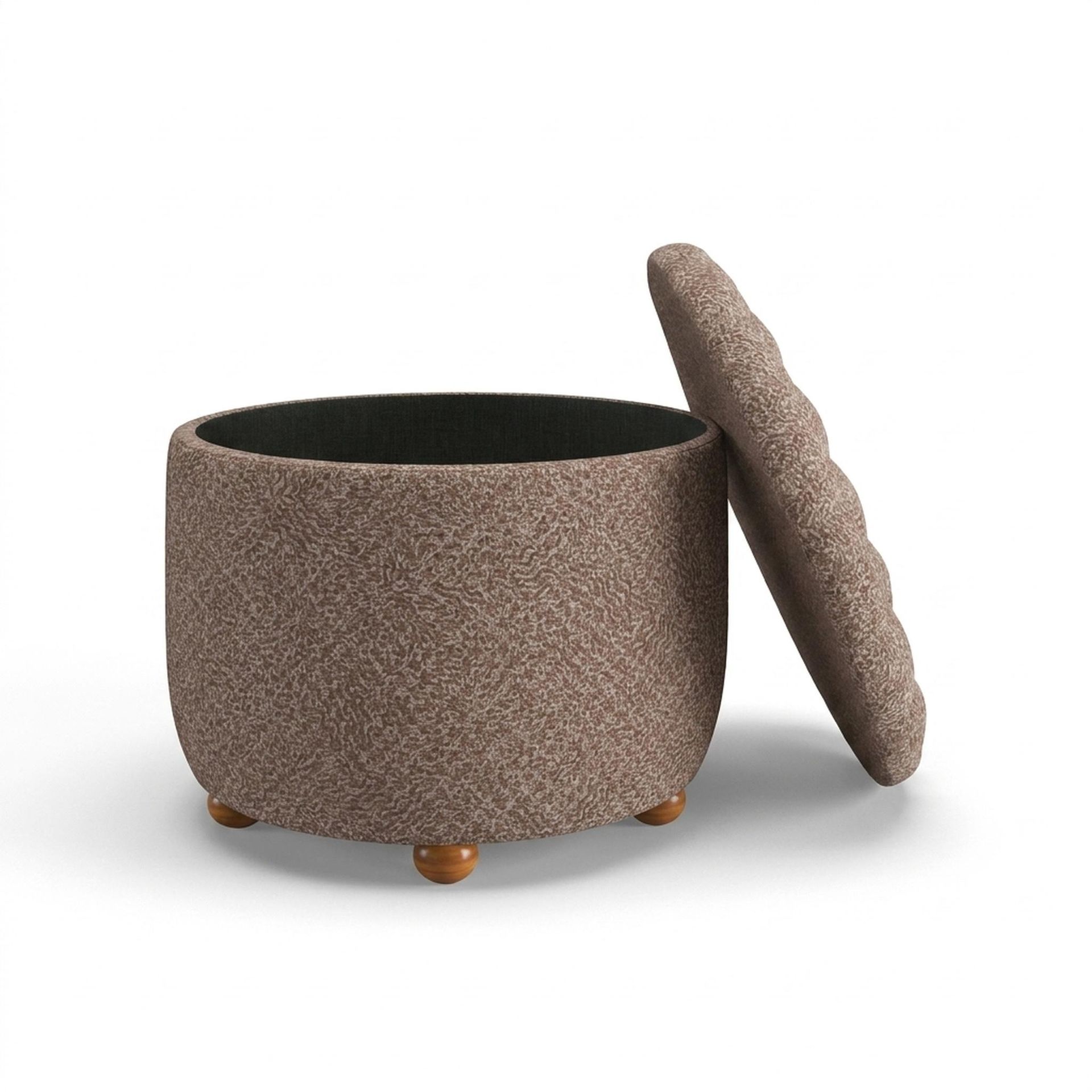 Hayden Home Premium Classic Tufted Hideaway Pouf, Warm Cedar Legs, Essential Ballet Slipper Upholstery