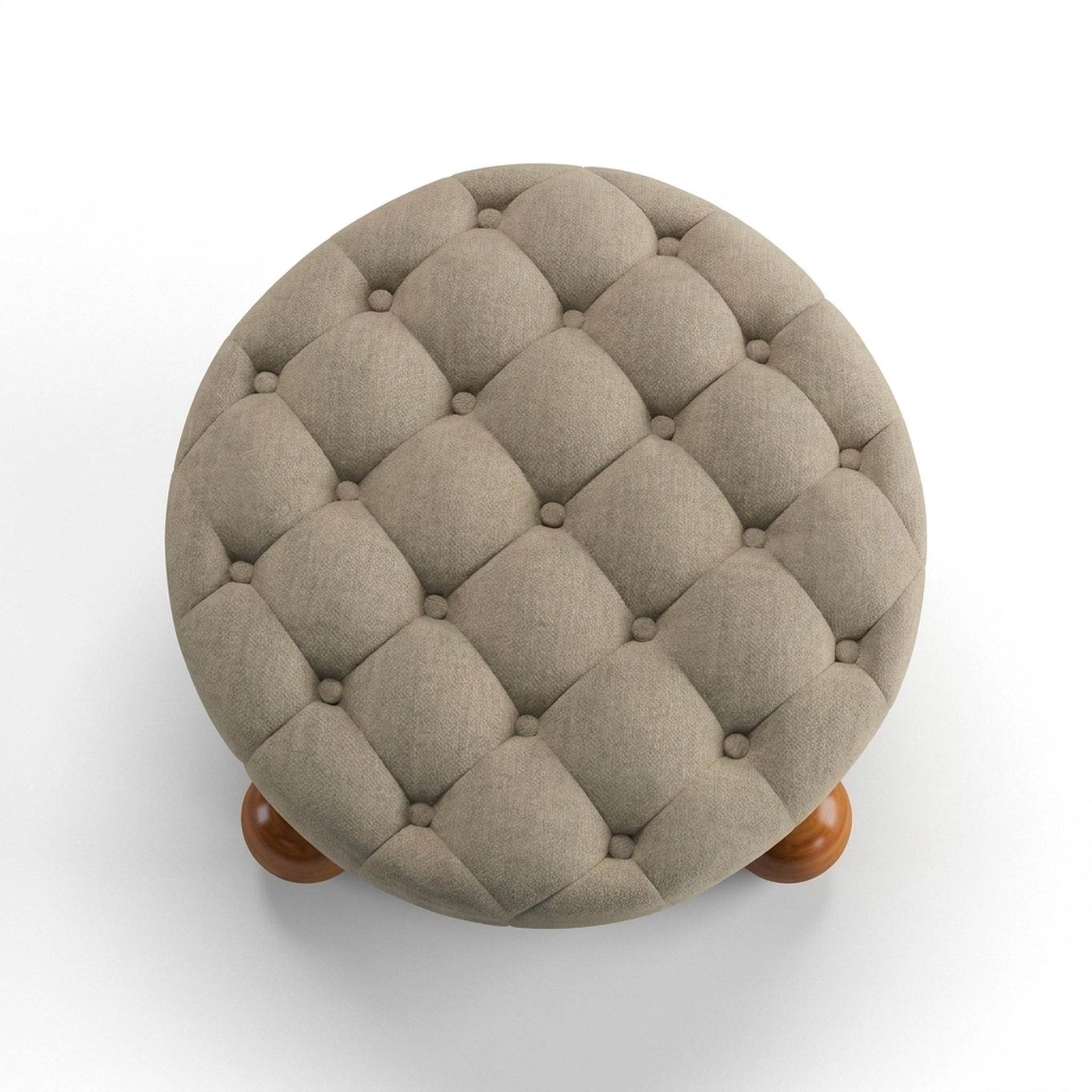 Hayden Home Premium Classic Tufted Hideaway Pouf, Warm Cedar Legs, Premium Alabaster Upholstery
