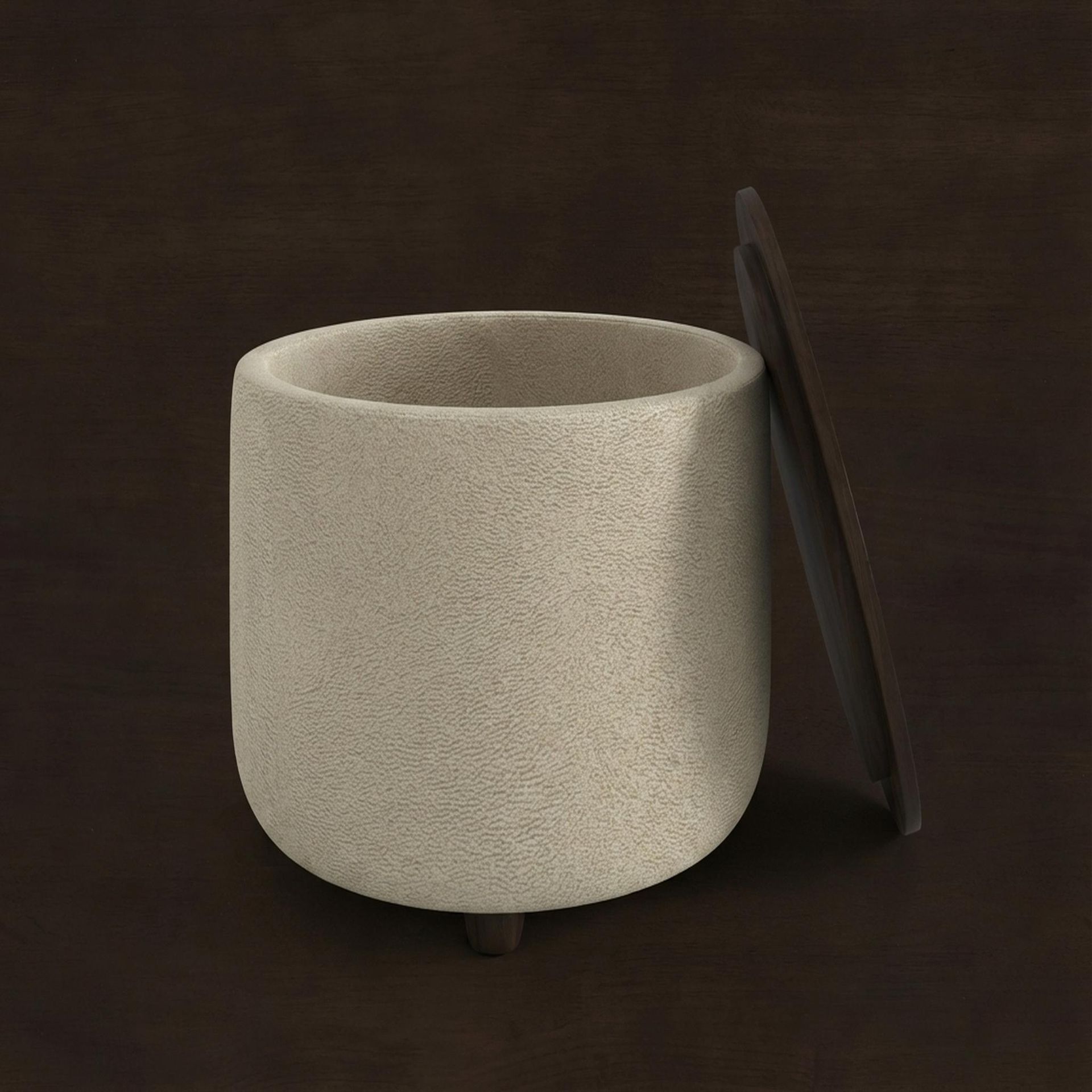 Hayden Home Premium Cozy Cuppa Pouf cum Coffee Table with Storage, Coco Walnut Legs, Essential Sand Upholstery