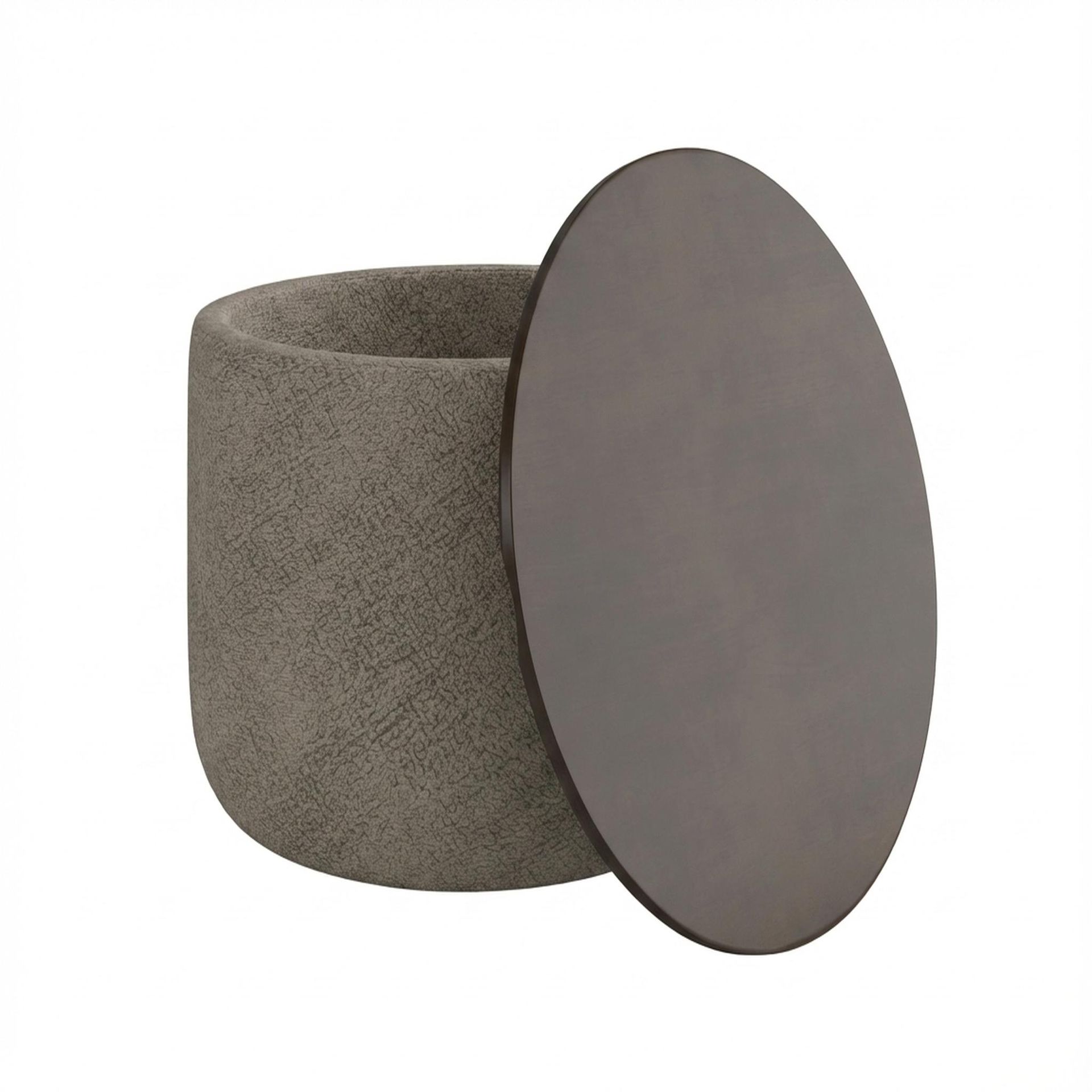 Hayden Home Premium Cozy Cuppa Pouf cum Coffee Table with Storage, Coco Walnut Legs, Essential Biscuit Upholstery
