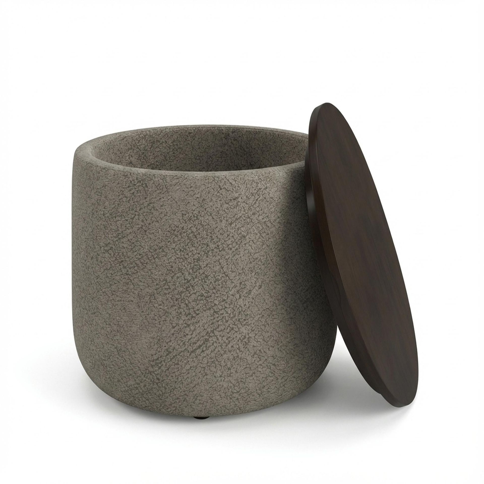 Hayden Home Premium Cozy Cuppa Pouf cum Coffee Table with Storage, Coco Walnut Legs, Essential Biscuit Upholstery