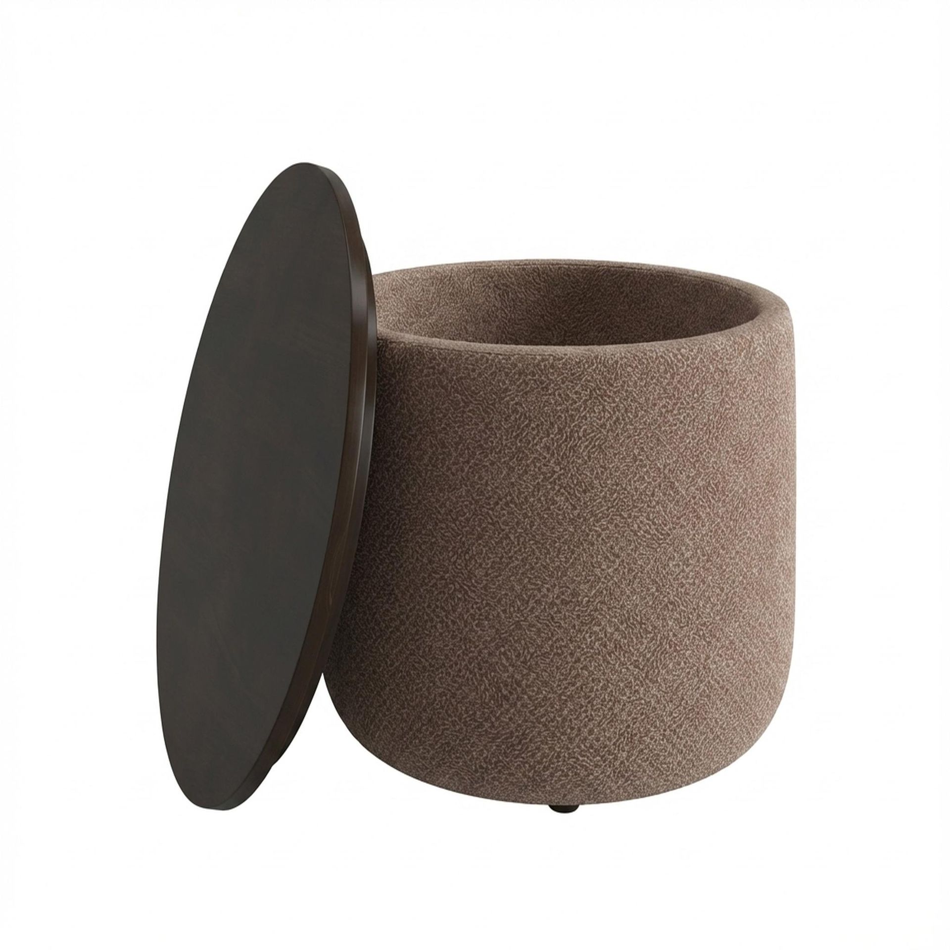 Hayden Home Premium Cozy Cuppa Pouf cum Coffee Table with Storage, Coco Walnut Legs, Essential Ballet Slipper Upholstery