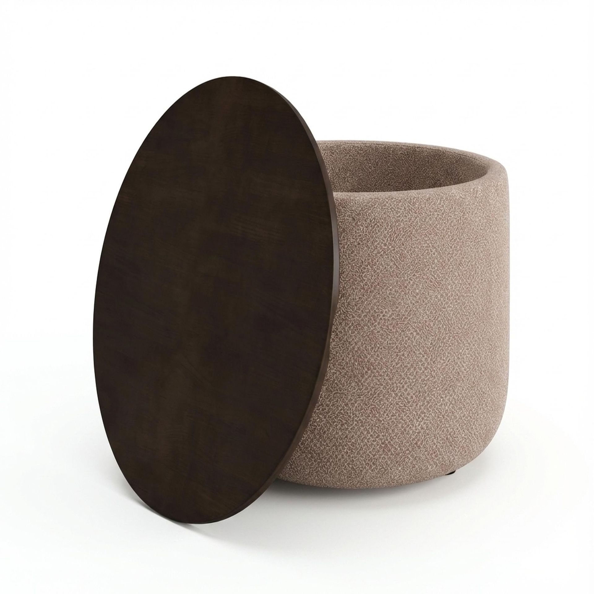 Hayden Home Premium Cozy Cuppa Pouf cum Coffee Table with Storage, Coco Walnut Legs, Essential Ballet Slipper Upholstery