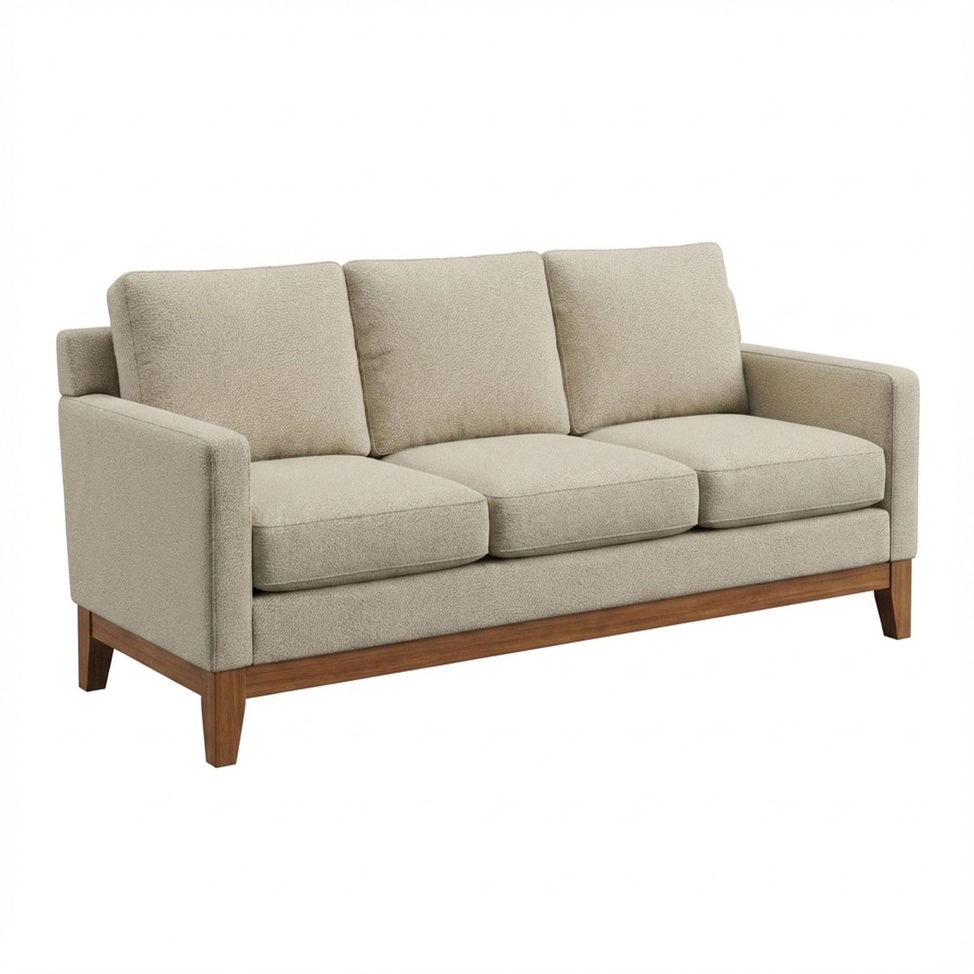 Hayden Home Premium Cozy Cuppa Pouf cum Coffee Table with Storage, Warm Cedar Legs, Essential Sand Upholstery