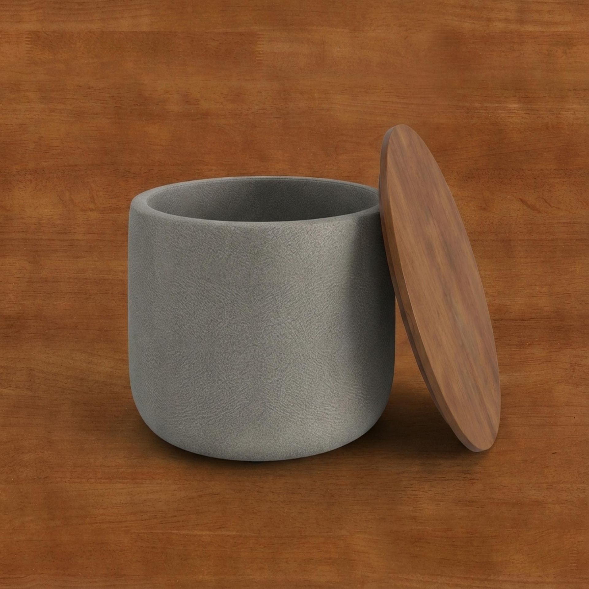 Hayden Home Premium Cozy Cuppa Pouf cum Coffee Table with Storage, Warm Cedar Legs, Essential Biscuit Upholstery