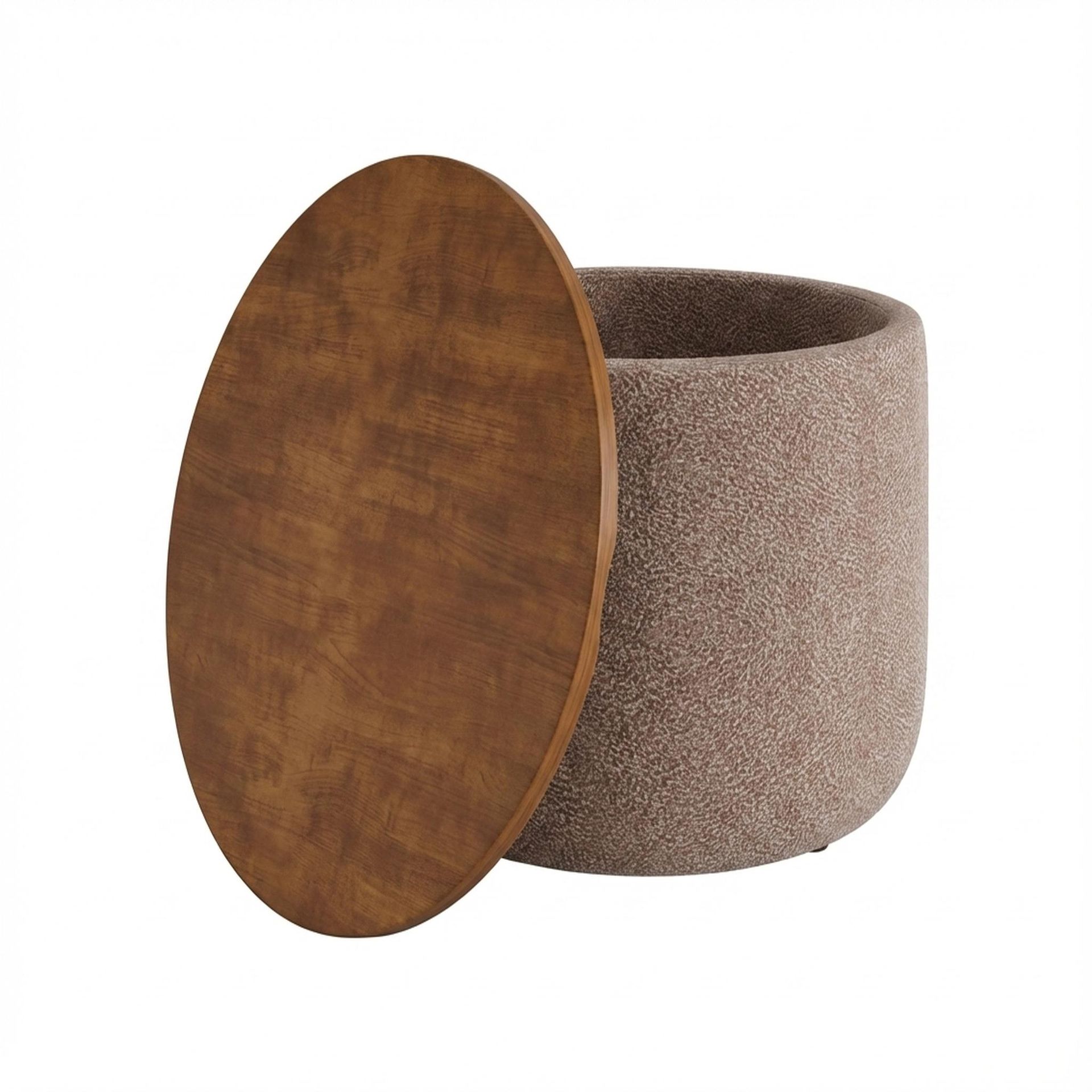 Hayden Home Premium Cozy Cuppa Pouf cum Coffee Table with Storage, Warm Cedar Legs, Essential Ballet Slipper Upholstery