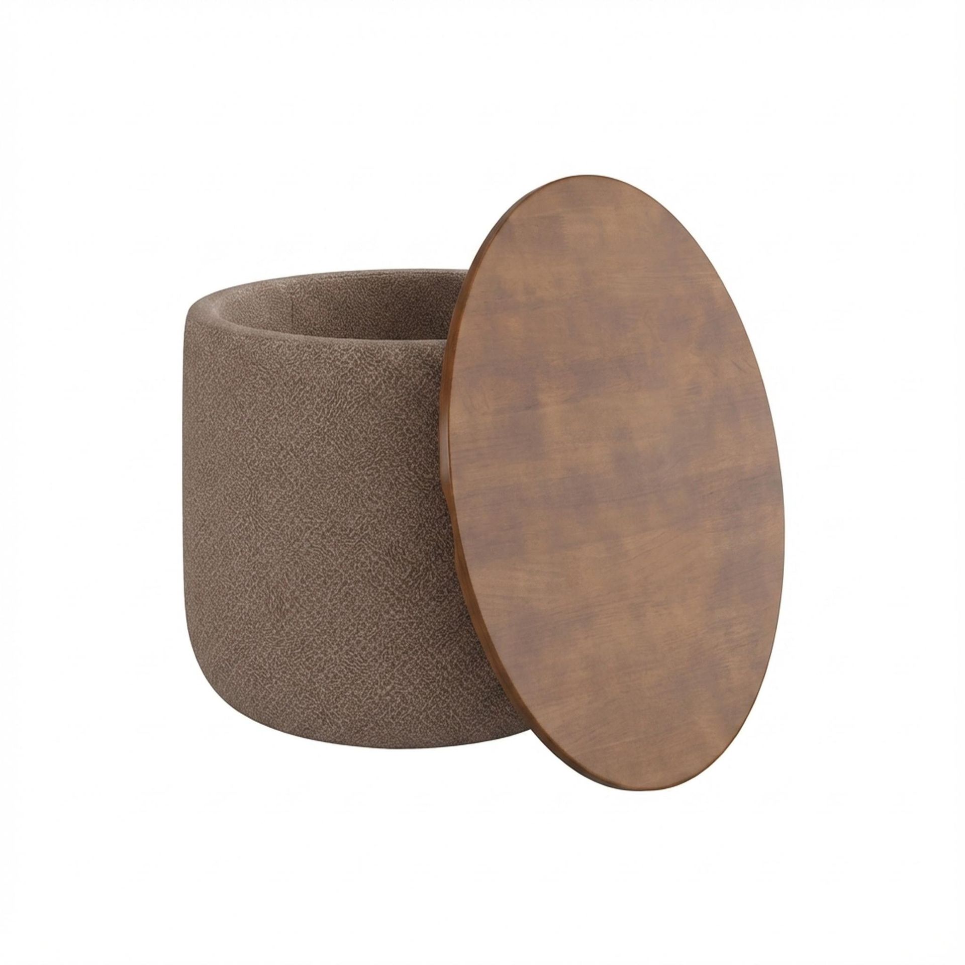 Hayden Home Premium Cozy Cuppa Pouf cum Coffee Table with Storage, Warm Cedar Legs, Essential Ballet Slipper Upholstery