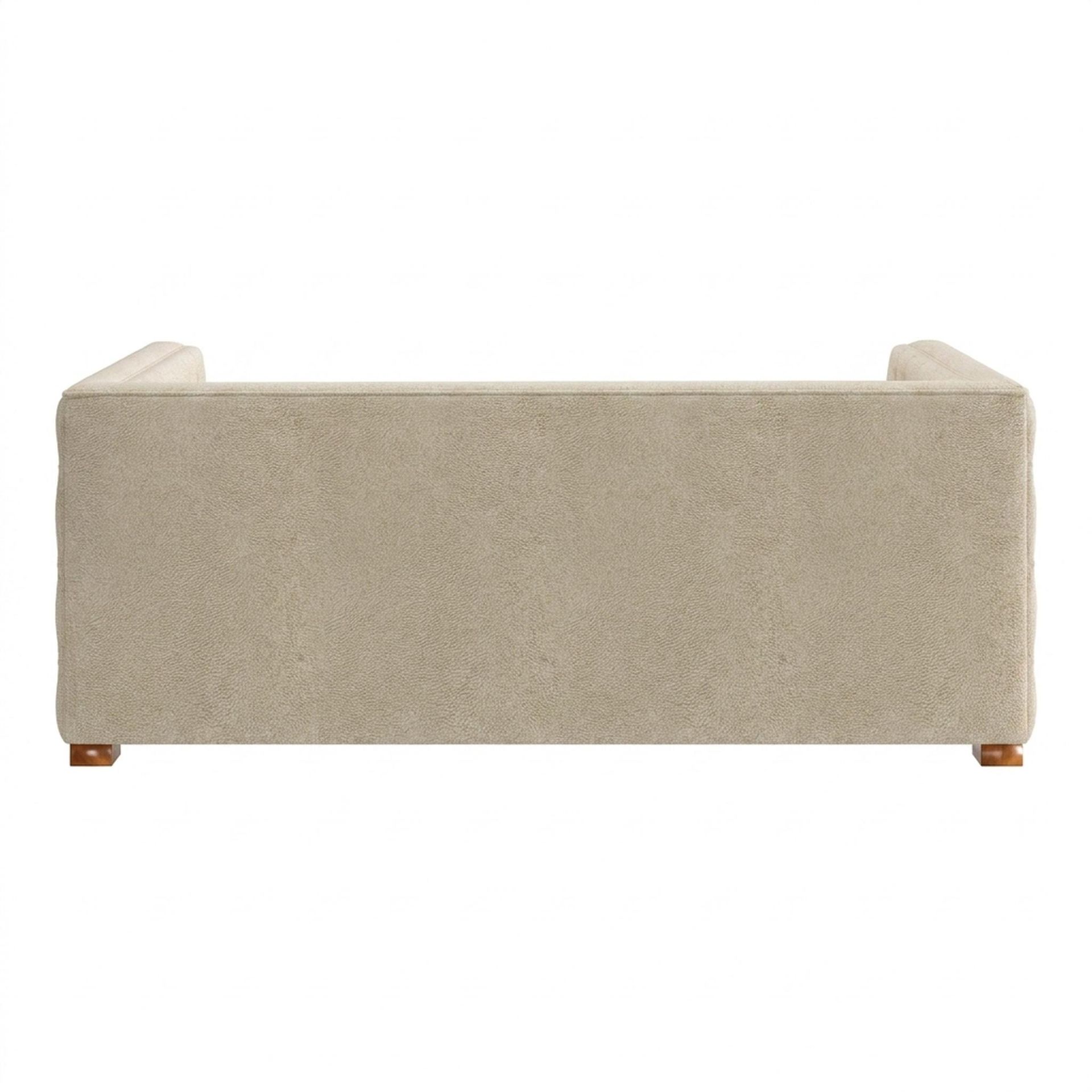 Hayden Home Premium Classic Chesterfield Sofa Bed, Warm Cedar Legs, Essential Sand Upholstery