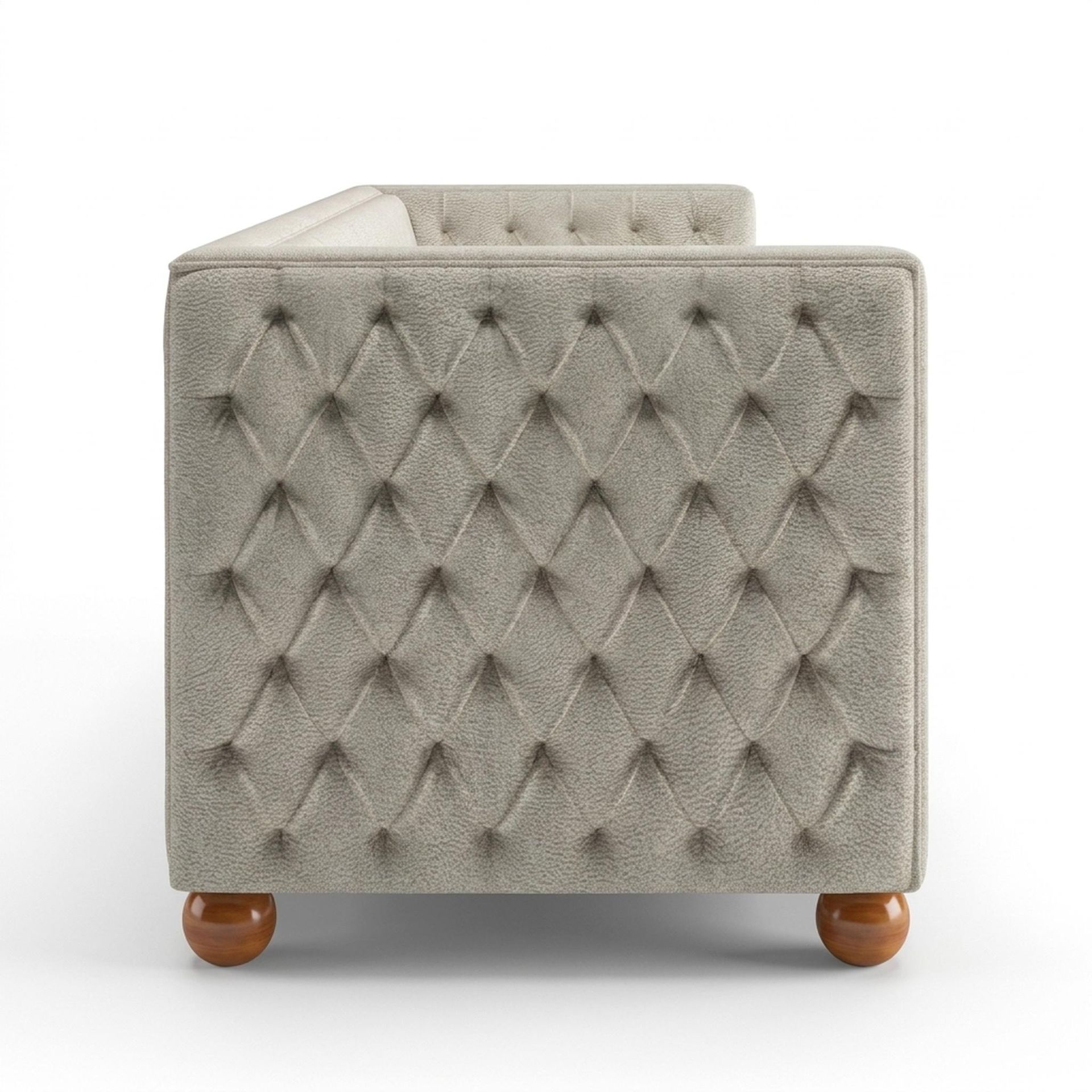 Hayden Home Premium Classic Chesterfield Sofa Bed, Warm Cedar Legs, Essential Bone Upholstery