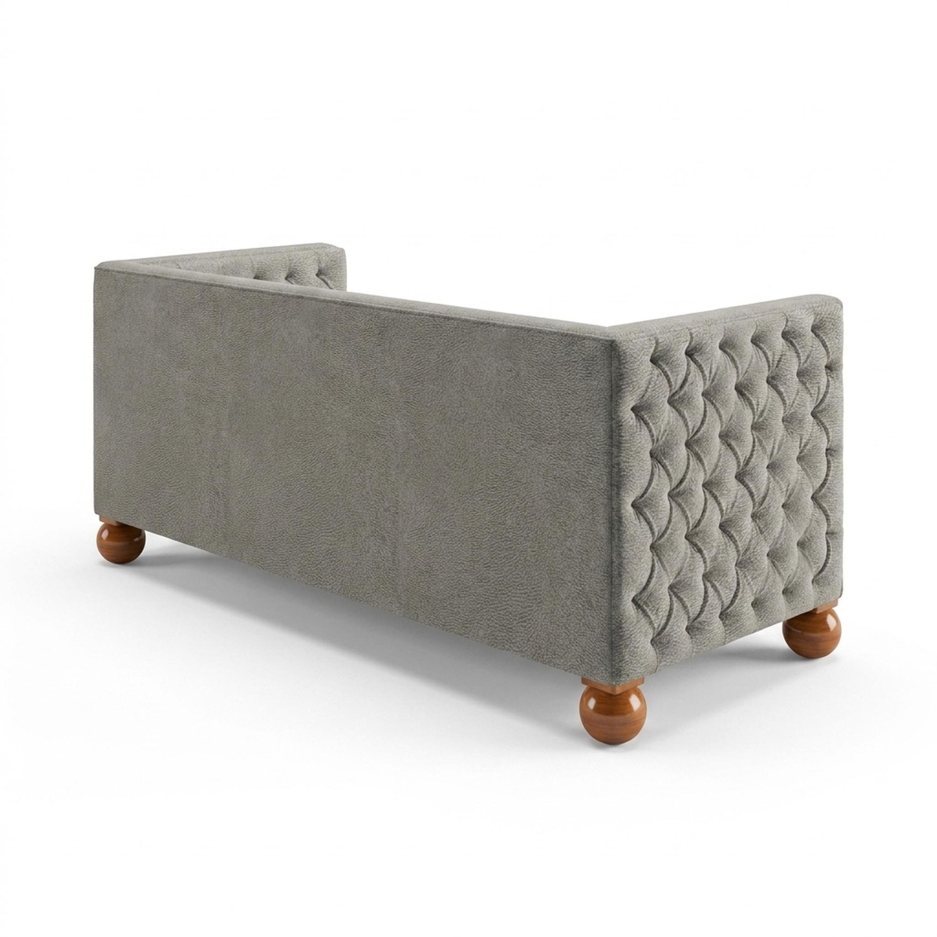 Hayden Home Premium Classic Chesterfield Sofa Bed, Warm Cedar Legs, Essential Bone Upholstery
