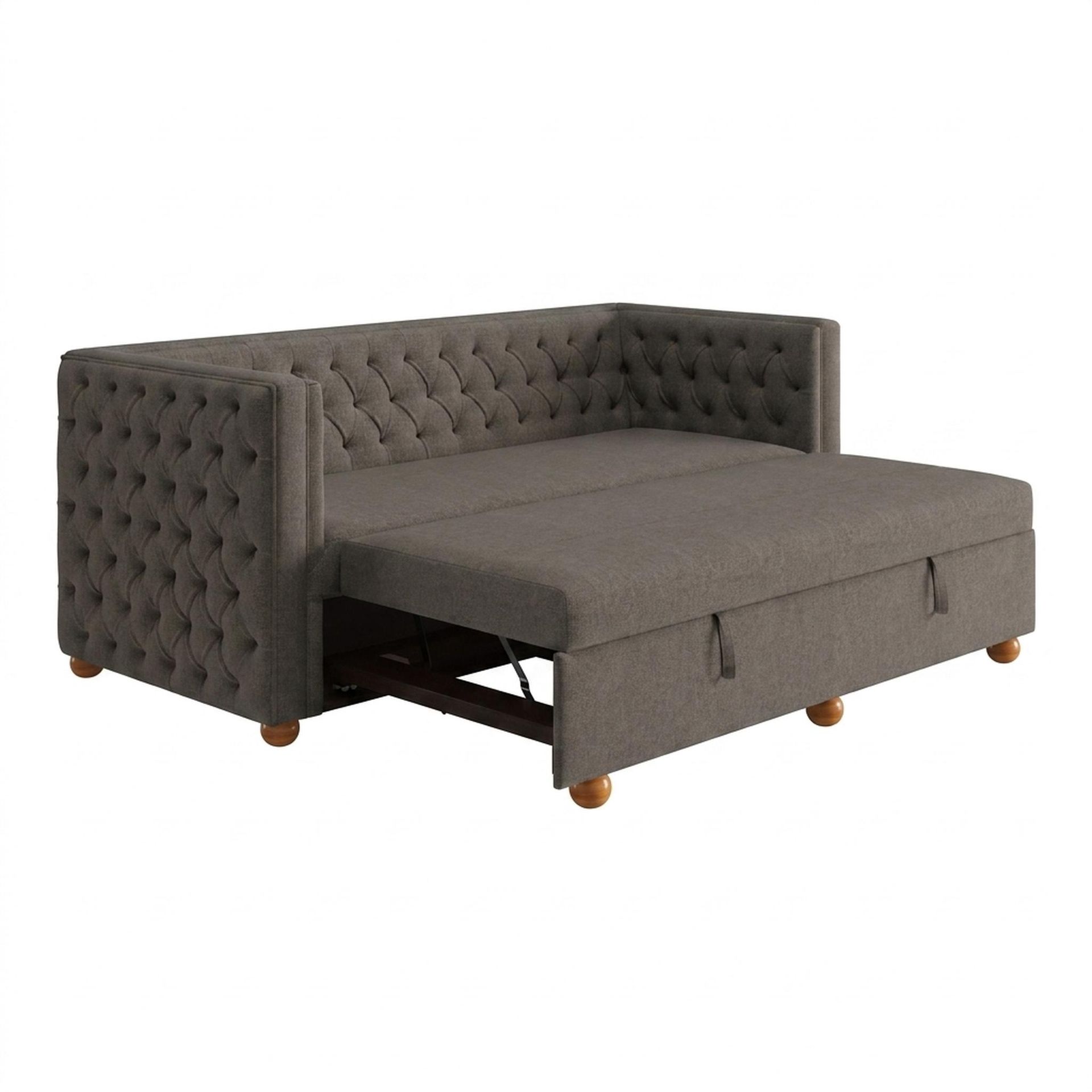 Hayden Home Premium Classic Chesterfield Sofa Bed, Warm Cedar Legs, Essential Chestnut Brown Upholstery