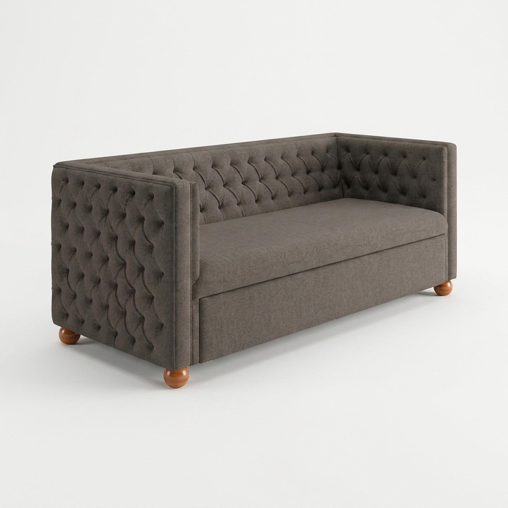 Hayden Home Premium Classic Chesterfield Sofa Bed, Warm Cedar Legs, Essential Chestnut Brown Upholstery
