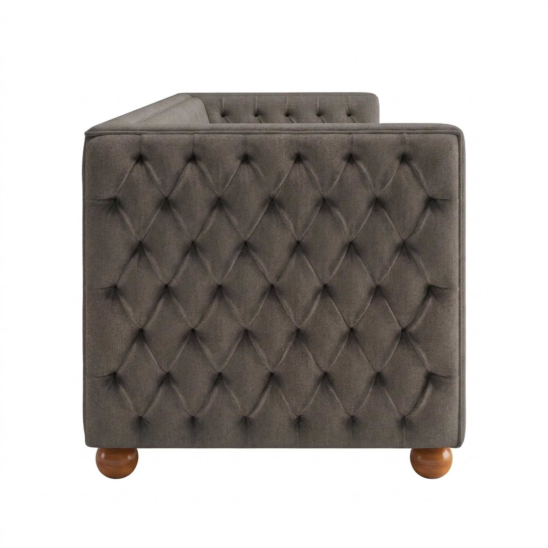 Hayden Home Premium Classic Chesterfield Sofa Bed, Warm Cedar Legs, Essential Chestnut Brown Upholstery