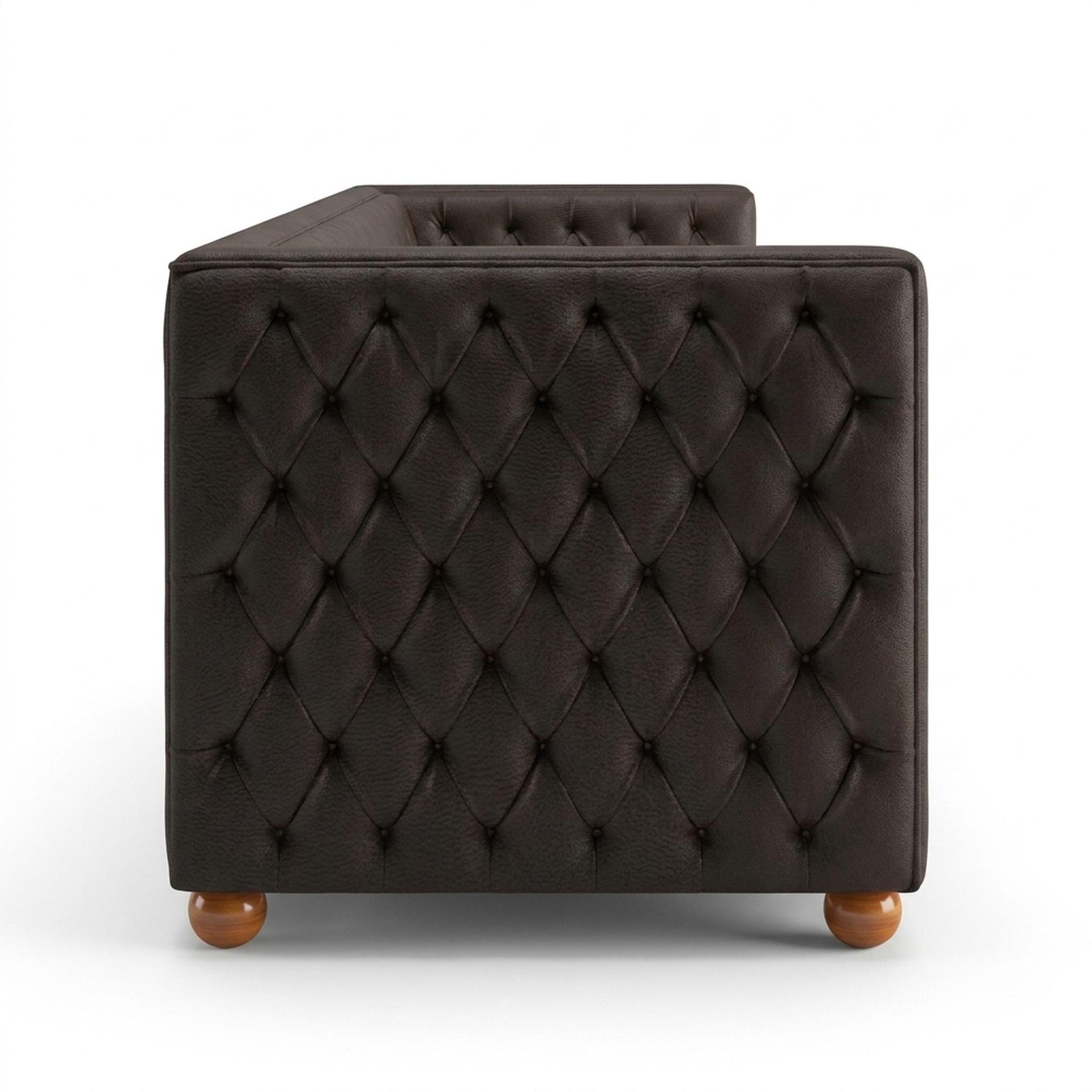 Hayden Home Premium Classic Chesterfield Sofa Bed, Warm Cedar Legs, Essential Beige Brown Upholstery