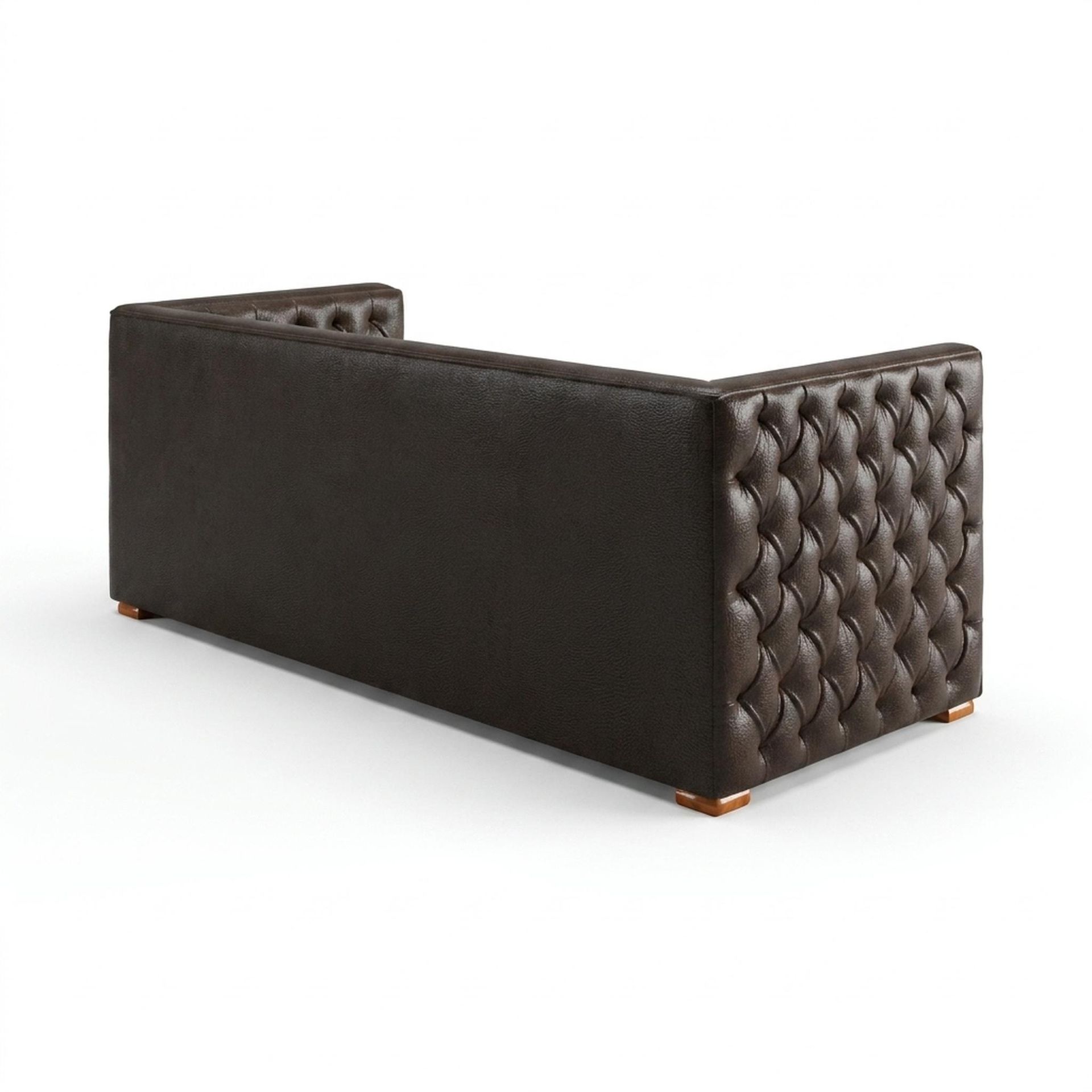 Hayden Home Premium Classic Chesterfield Sofa Bed, Warm Cedar Legs, Essential Beige Brown Upholstery