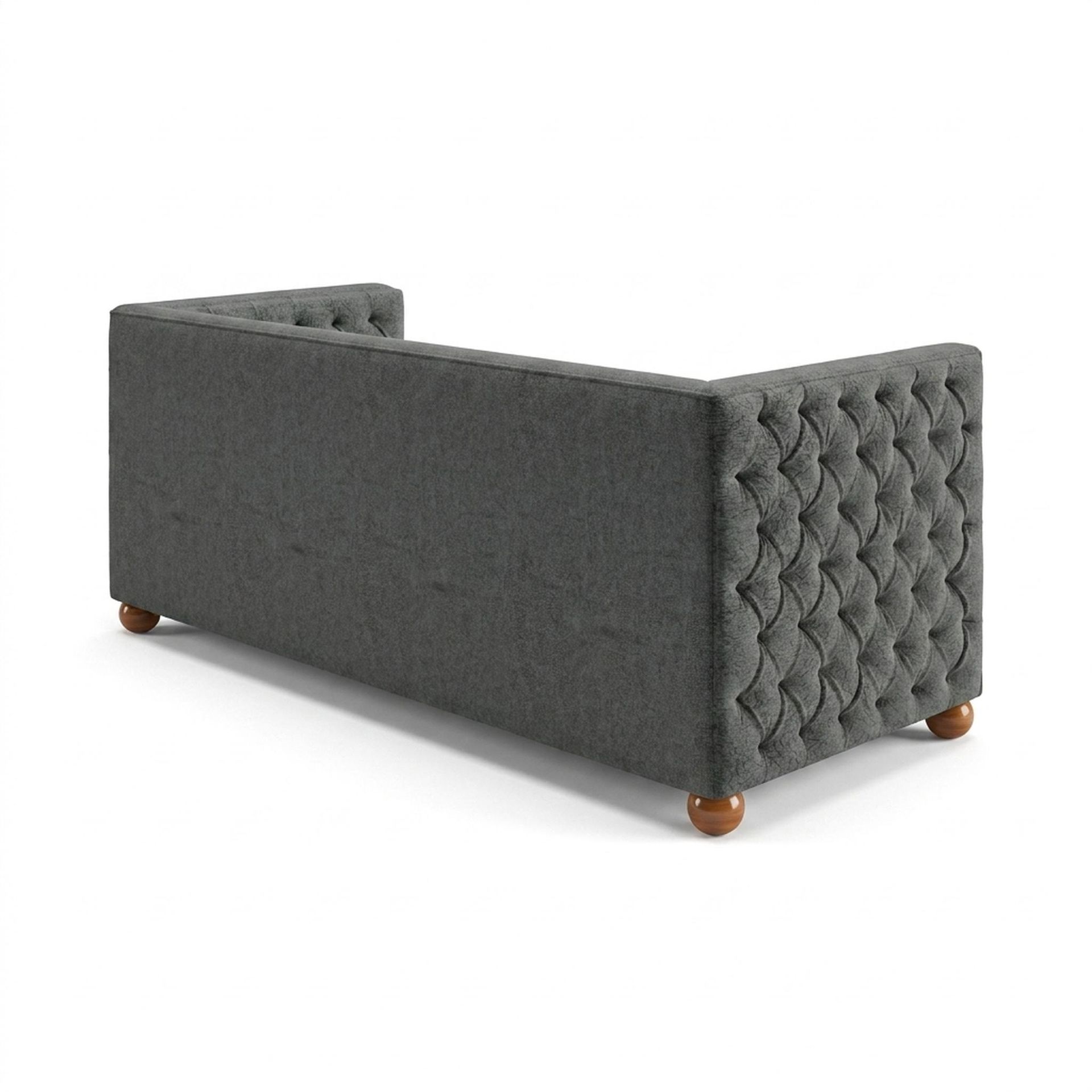 Hayden Home Premium Classic Chesterfield Sofa Bed, Warm Cedar Legs, Essential Frost Upholstery