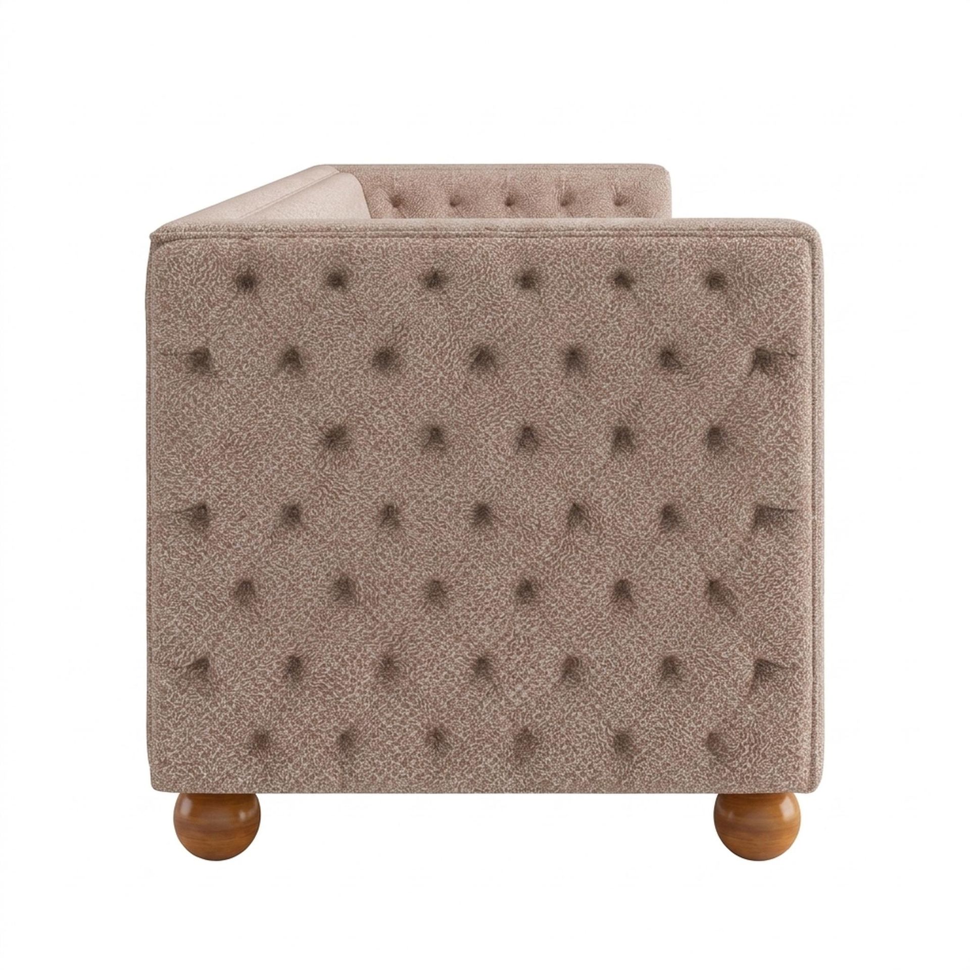 Hayden Home Premium Classic Chesterfield Sofa Bed, Warm Cedar Legs, Essential Ballet Slipper Upholstery