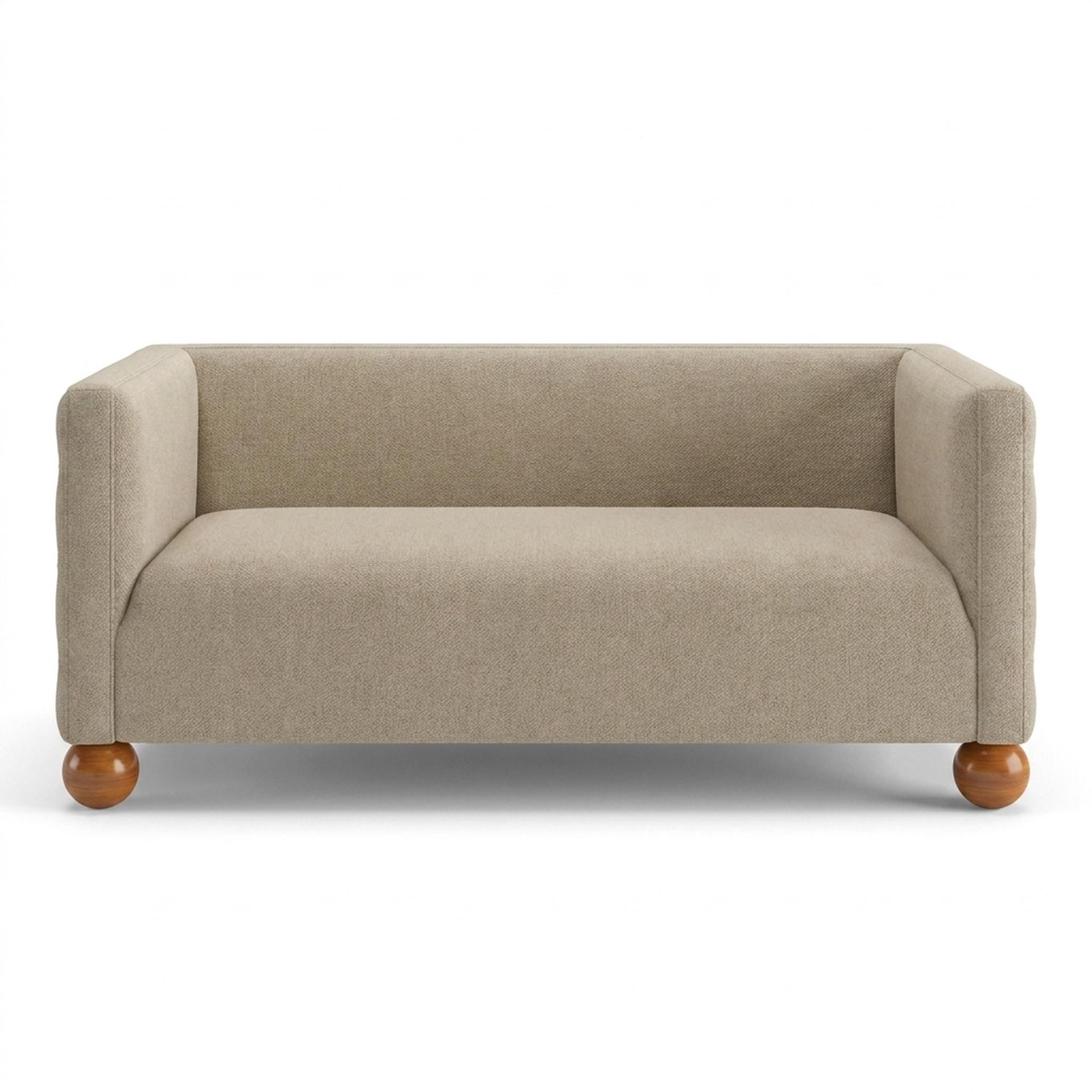 Hayden Home Premium Classic Chesterfield Sofa Bed, Warm Cedar Legs, Premium Alabaster Upholstery