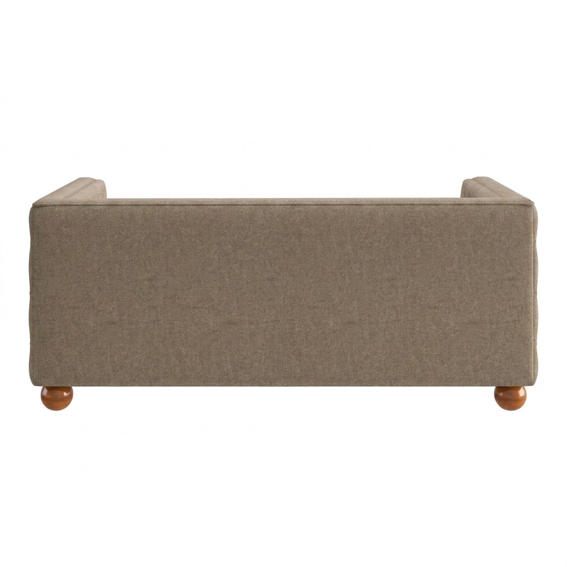 Hayden Home Premium Classic Chesterfield Sofa Bed, Warm Cedar Legs, Premium Dusky Biege Upholstery