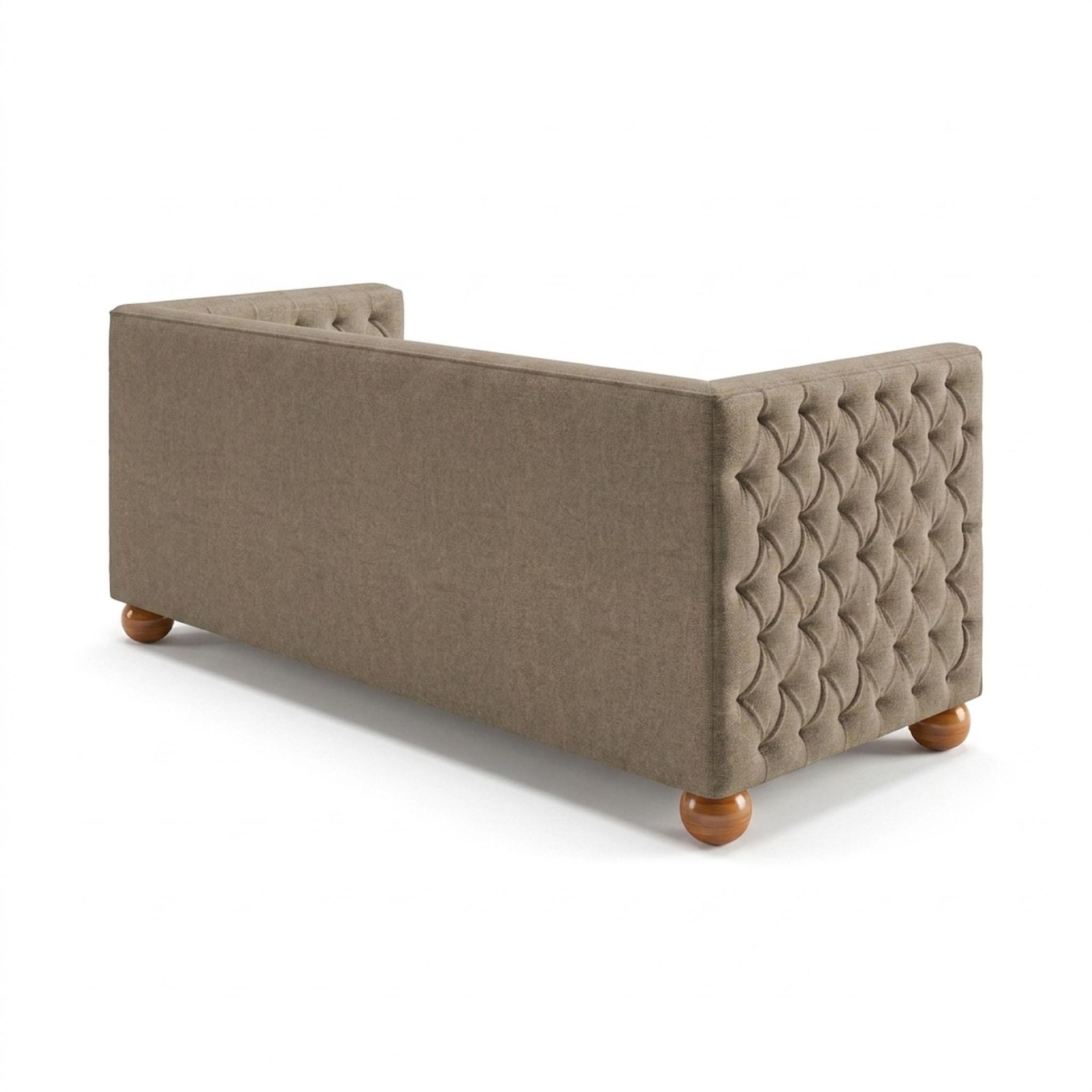 Hayden Home Premium Classic Chesterfield Sofa Bed, Warm Cedar Legs, Premium Dusky Biege Upholstery